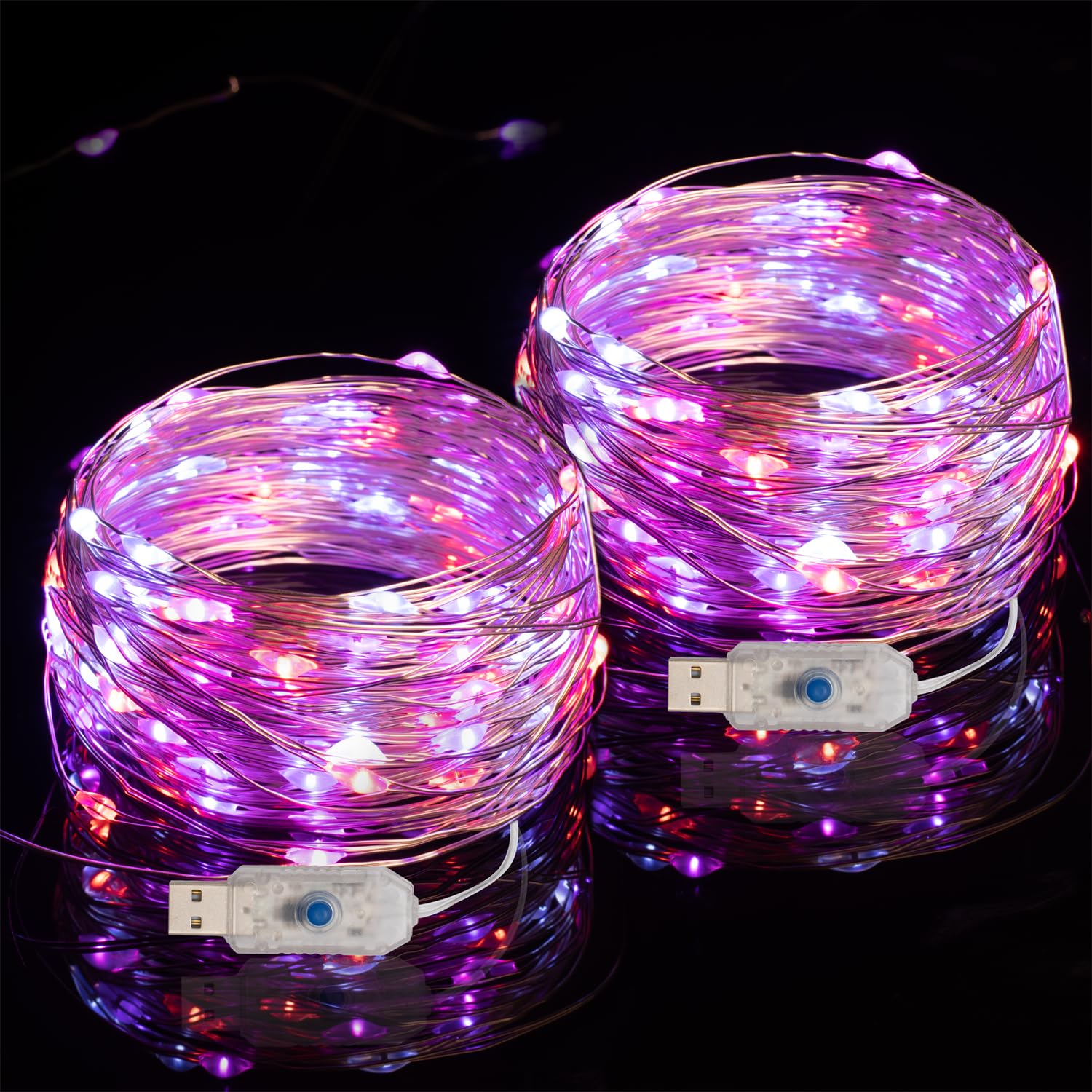 Beingreat USB Plug-in Fairy Lights, 2 Pack 33ft 100 LEDs Mini String Lights with 8 Modes for Halloween Christmas Easter, Multicolor