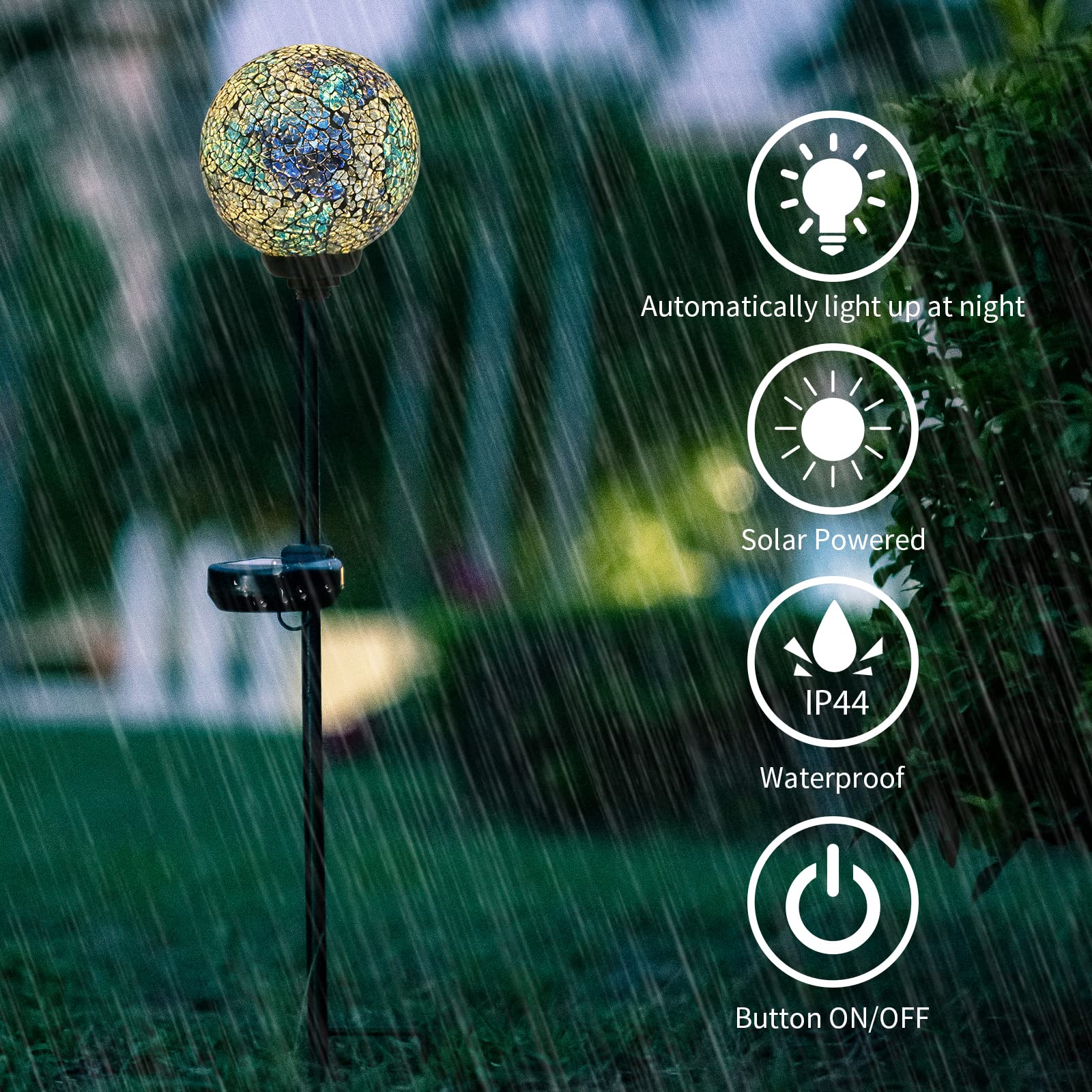 Vcuteka Solar Lights - Outdoor Decorative Mosaic Solar Garden Light Waterpoof Led Pathway Stake Light For Landscape Lawn Patio Y