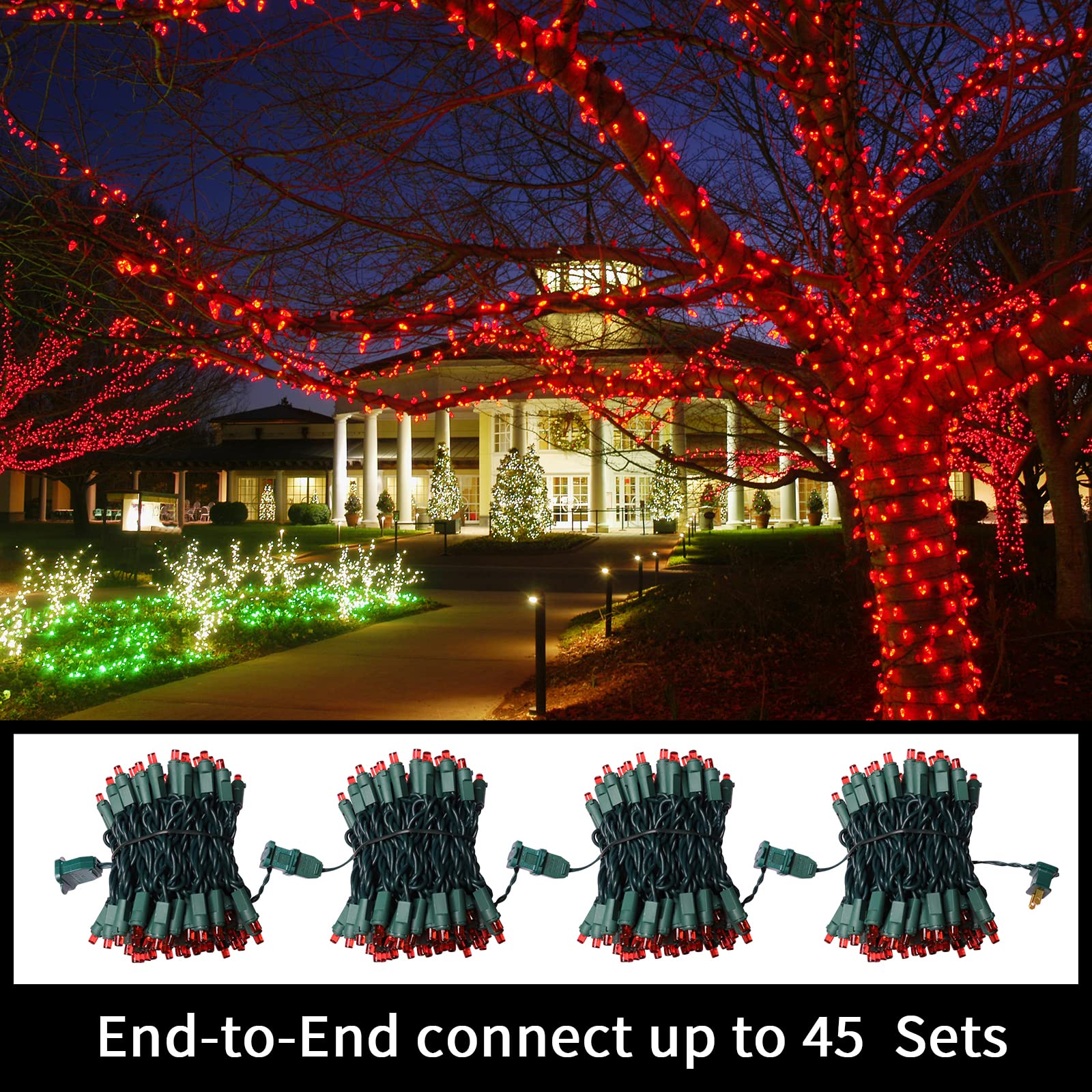 Lamphome 100 Count Red -String Lights - 21.6Ft Led Christmas Lights, Mini Led Lights For Indoor Outdoor Home Holiday Party Wedding Independence Day Decoration