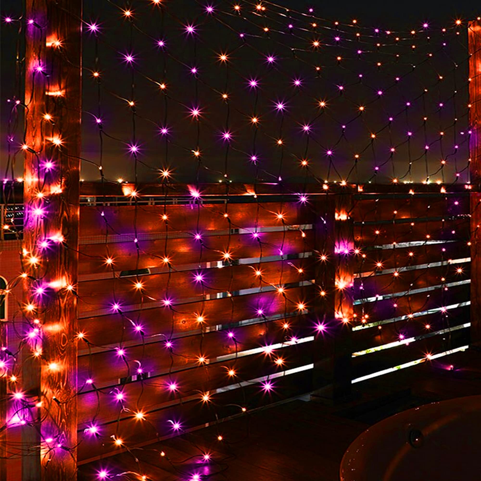 Funpeny Halloween 360 Led Net Lights, 12Ft X 5Ft, Waterproof, 8 Modes, Purple Orange Decor