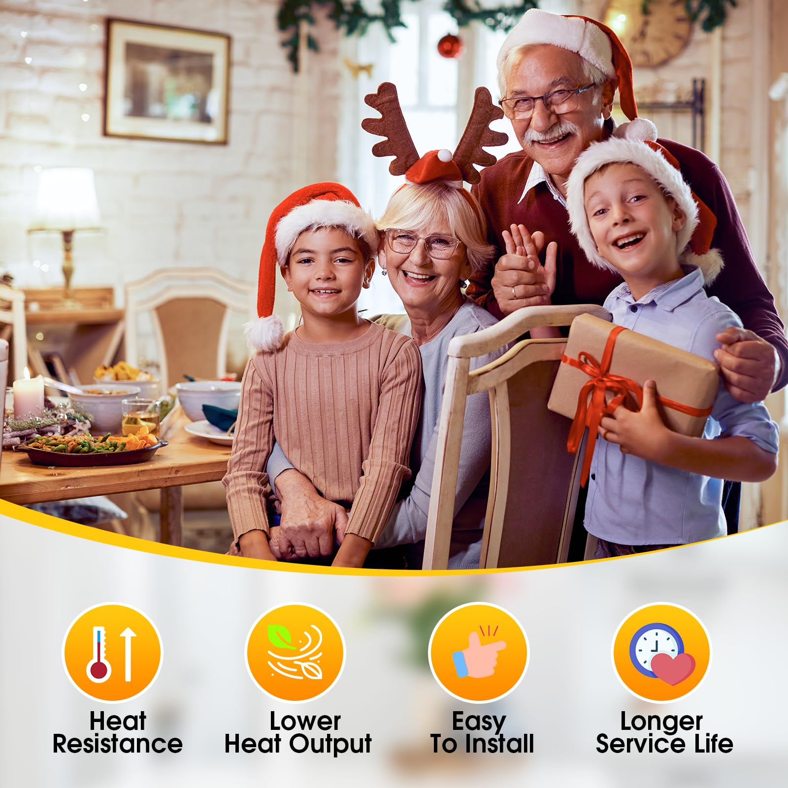 Maxvolador 60W Equivalent E26 Led Filament Light Bulbs, 850Lm Soft White 3000K Led Edison Bulb, Non-Dimmable 6W A19 Led Bulb Medium Base, 4-Pack