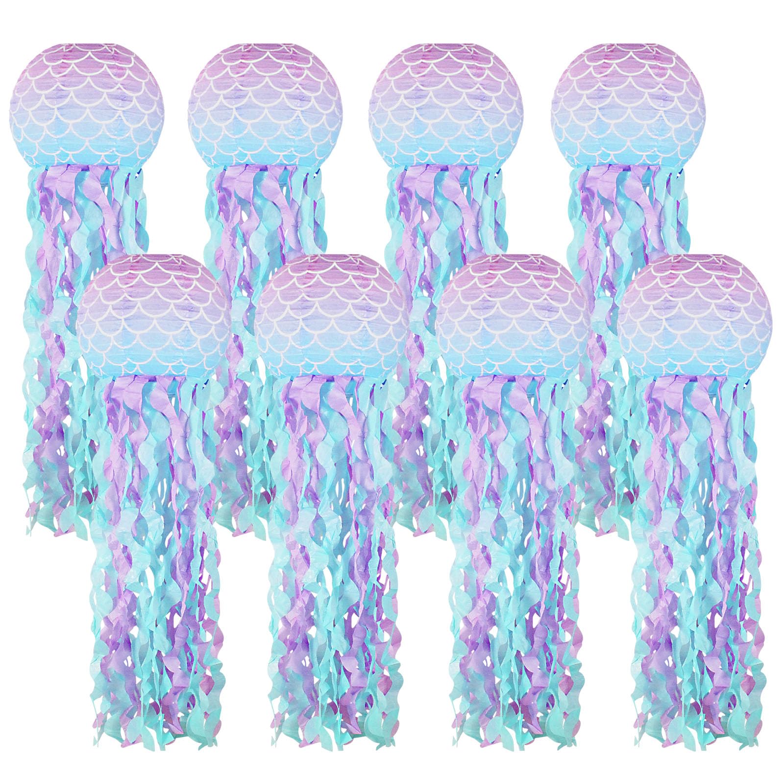 YUNXUAN Mermaid Party Decorations, Jellyfish Paper Lanterns Mermaid Scales Hanging Lantern for Mermaid Birthday Party Baby Showe