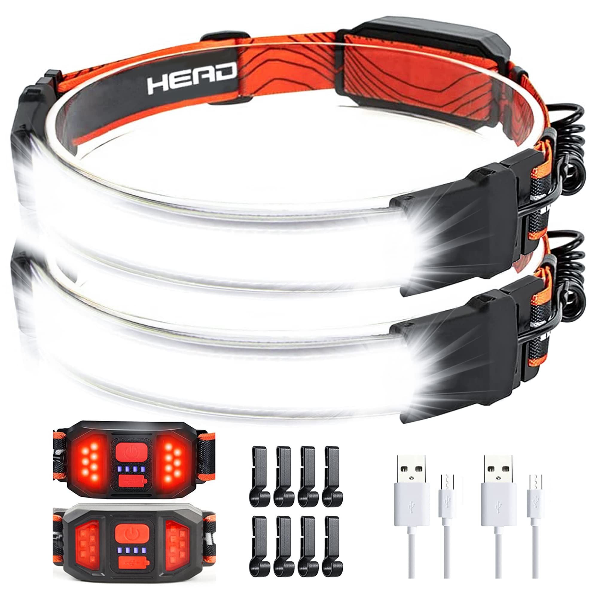 Tinlaviy Rechargeable Headlamp,1000 Lumen 230Wide-Beam Headlamp with Back Red Light(Individual Control), 3 Modes Lampe Frontale,