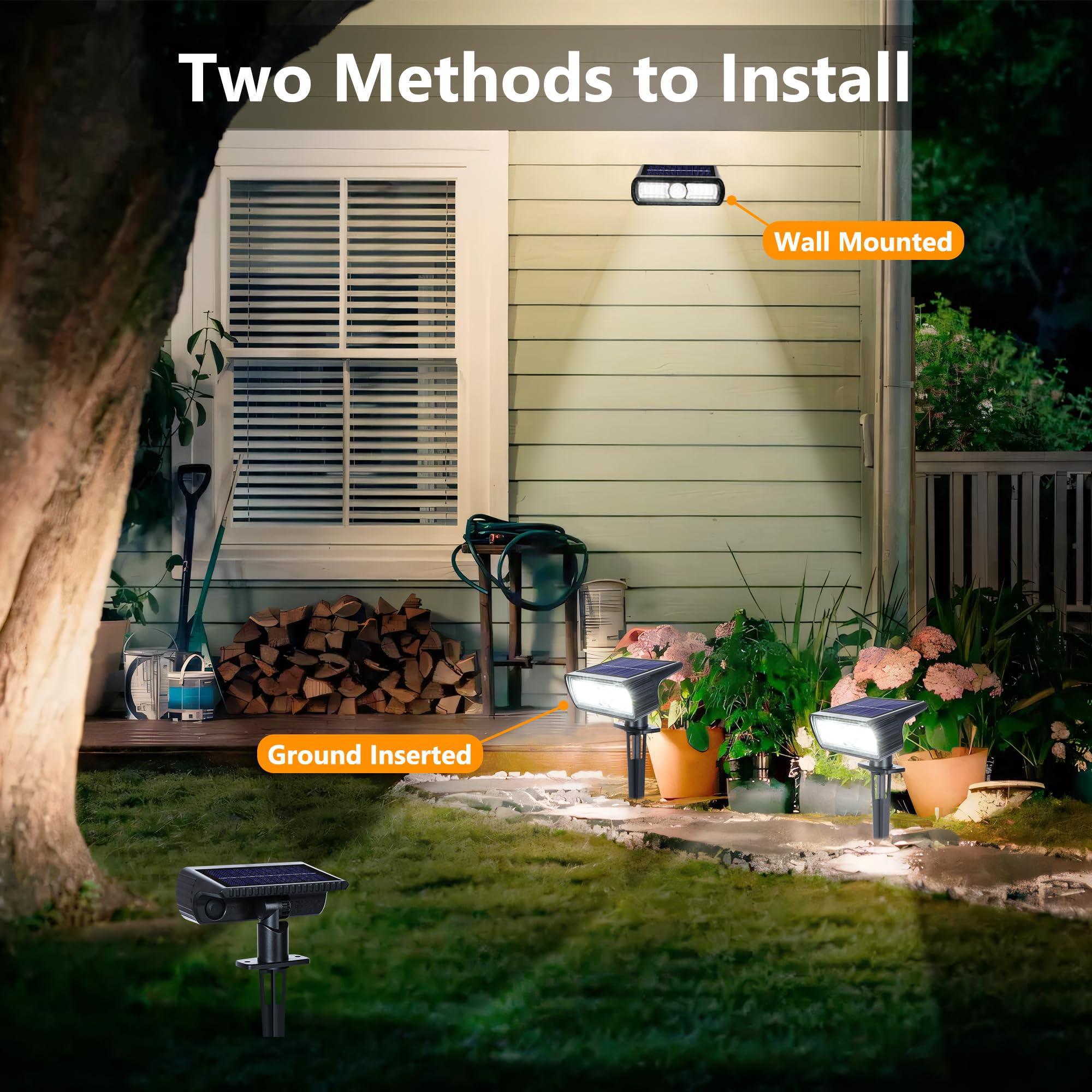 Toodour Solar Spot Lights Outdoor, 4 Pack Solar Christmas Lights Outdoor With 2 Modes, Waterproof Solar Powered Flood Lights Lan