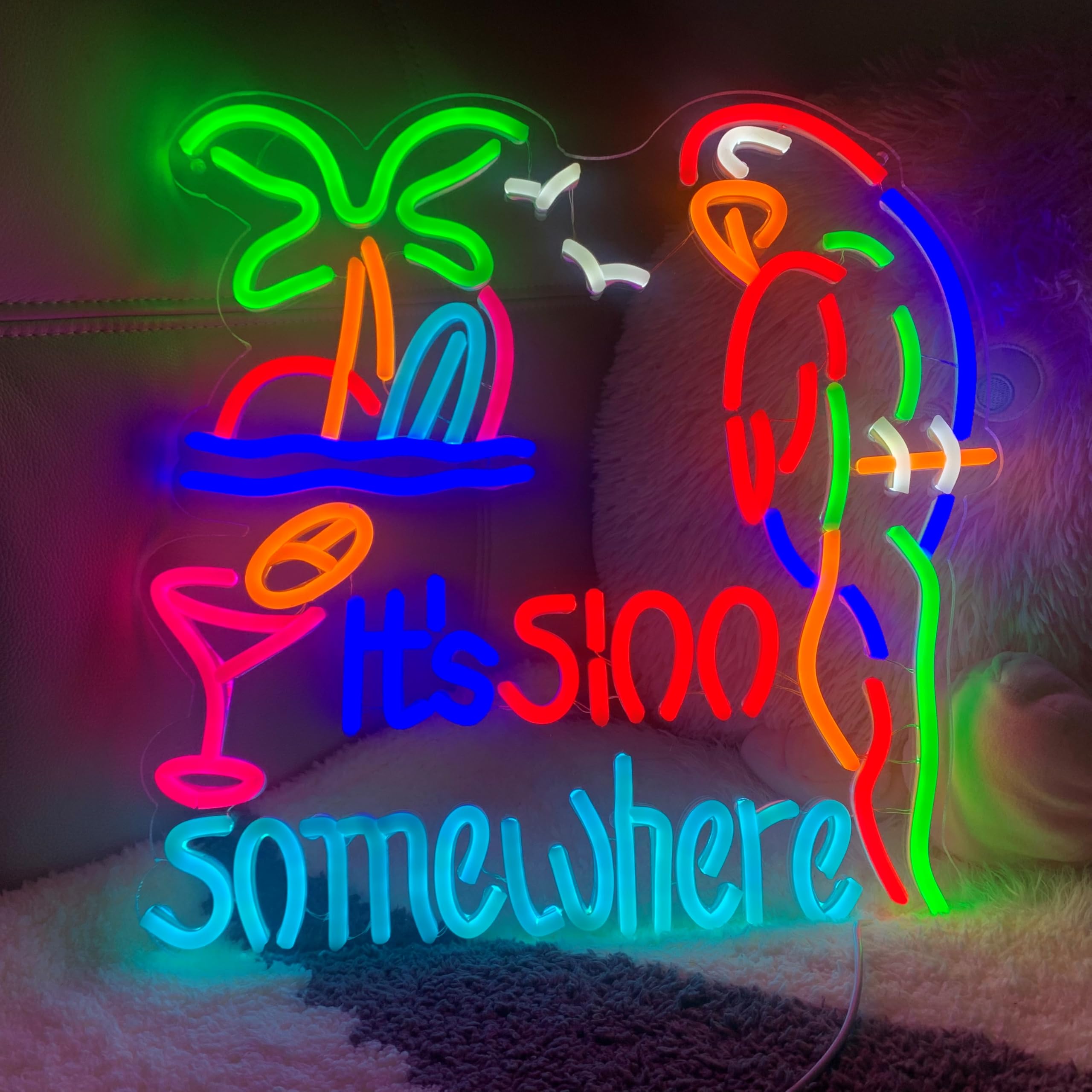 Its 5 OClock Somewhere 5:00 Neon Light Sign Home malt-inspired Bar Pub Recreation Room Game Lights Windows Glass Wall Signs Party Birthday Bedroom Bedside Table Decoration Gifts Led