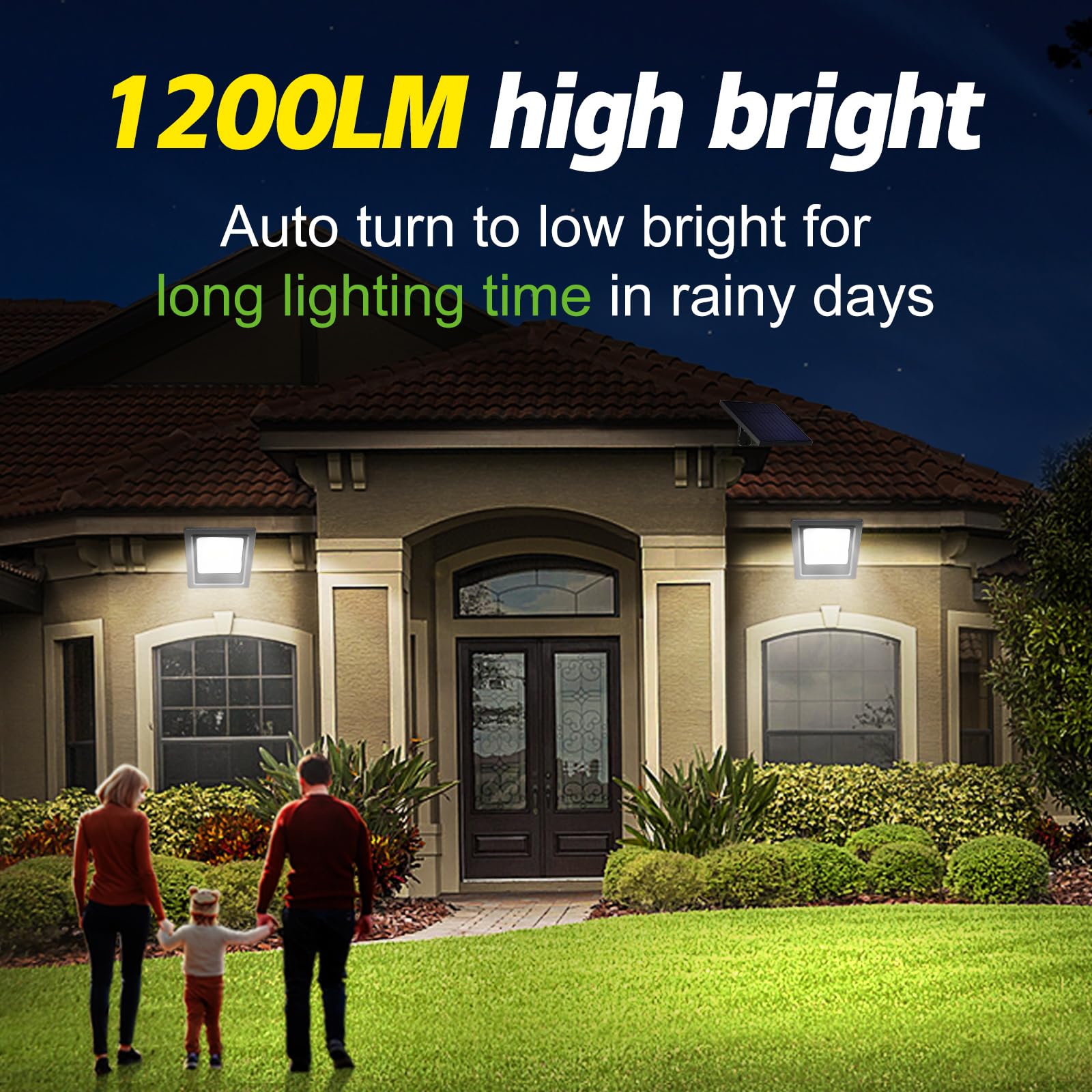 Lightonight Solar Lights Outdoor 6500K Cool White Solar Flood Lights, Waterproof Dusk To Dawn Solar Powered Security Spot Lights For Porch Patio Yard Garage 1 Pack
