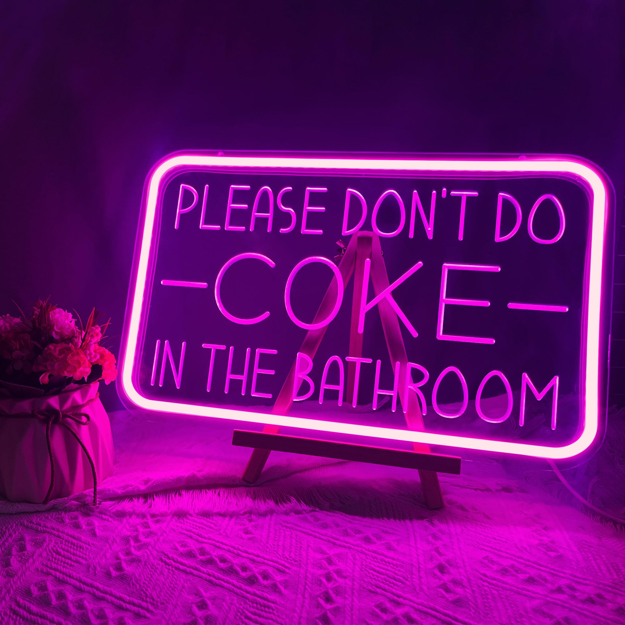 PSPCB Neon Sign - USB Powered LED Wall Decor, Adjustable Brightness, 10x16 inches, Acrylic, Pink-COKE