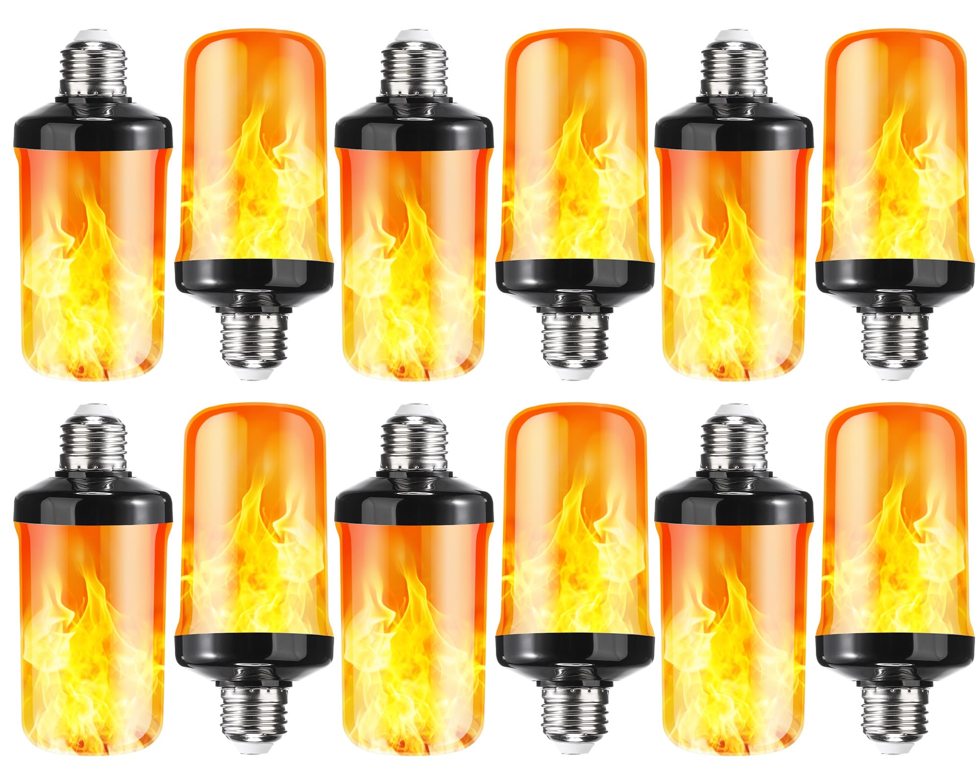VIHOSE 12 Pcs Flickering Light Bulbs 4 Modes LED Flame Light Bulbs with Flickering E26 Base for Halloween Christmas Decorations 