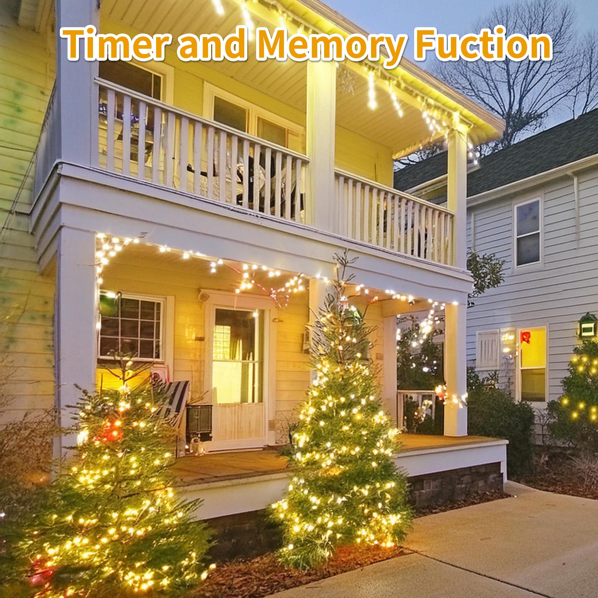 Rpgt Christmas Light 100 Leds 41Ft Green Cable Wire Fairy String Twinkle Lights Plug In 12 Modes For Xmas Tree, Party, Indoor,Outdoor, Garden, Wedding, Home Decoration (Warm White)