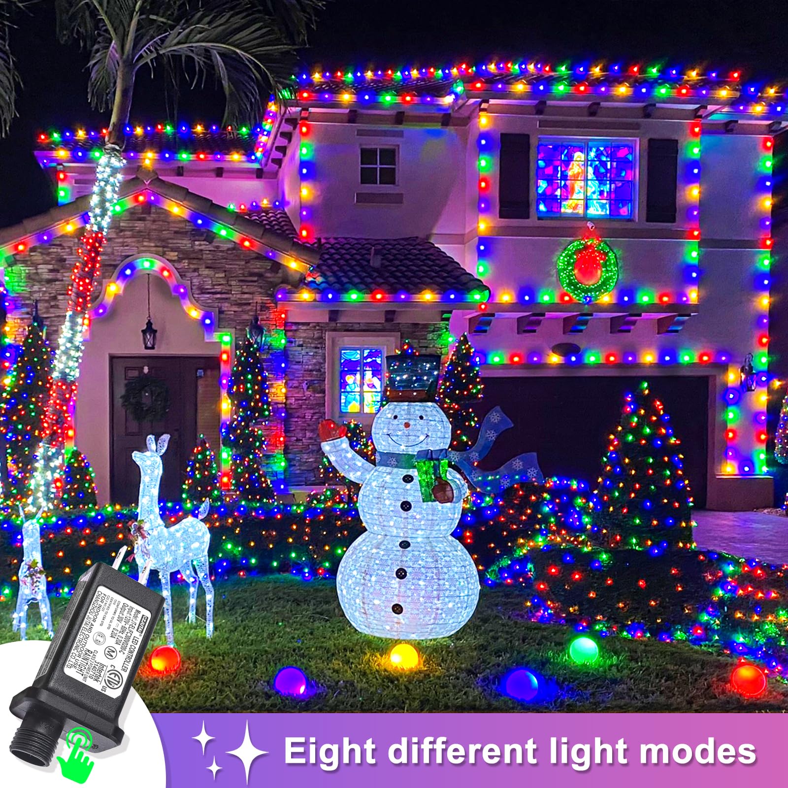 800 Led Christmas Lights Indoor Outdoor 262Ft Christmas String Lights Indoor 8 Modes Clear Wire  Plug In Twinkle Fairy Lights For Bedroom Tree Christmas Decorations  Multicolor