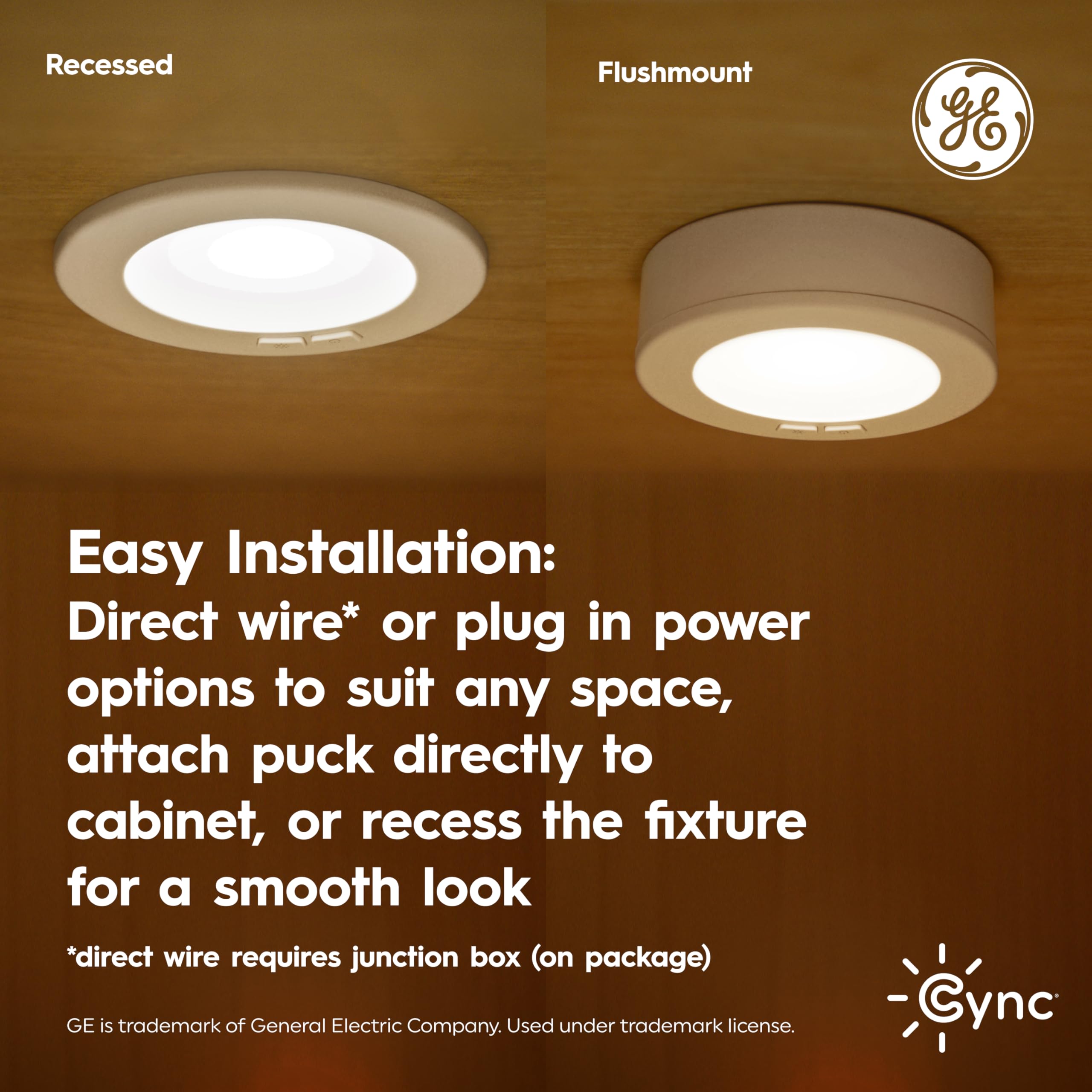 Cync HD+ Smart Undercabinet Puck Lights, Color Changing, 3-Inch, White, Model 93131317, Works with Alexa & Google Home, 3-Pack