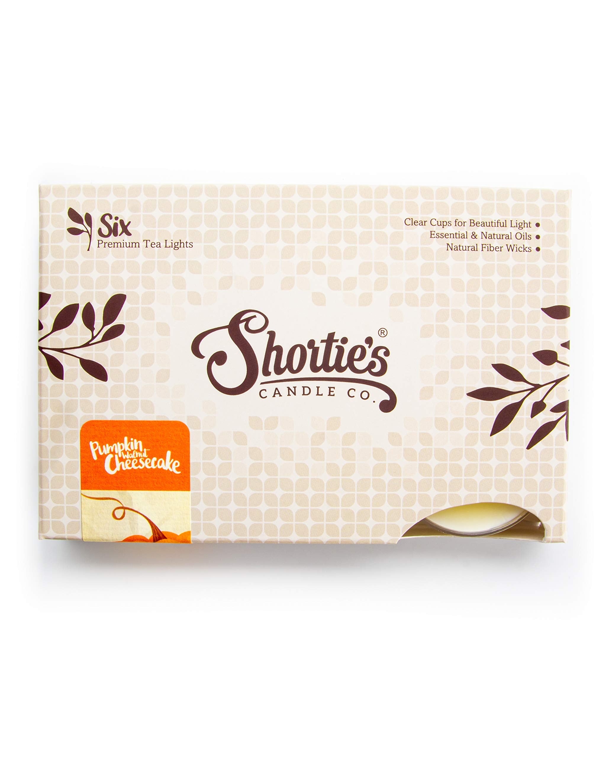 ShortieS Candle Company Pumpkin Walnut Cheesecake Tealight Candles - 24 Beige Highly Scented Paraffin Wax Tea Lights - Model 46230