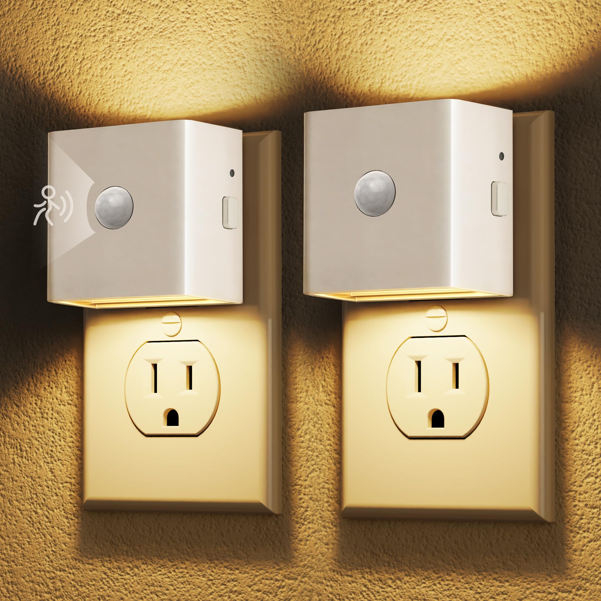 DORESshop LED Motion Sensor Night Light[2 Pack], Night Lights Plug into Wall, Brightness Adjustable Motion Activated Nightlight 
