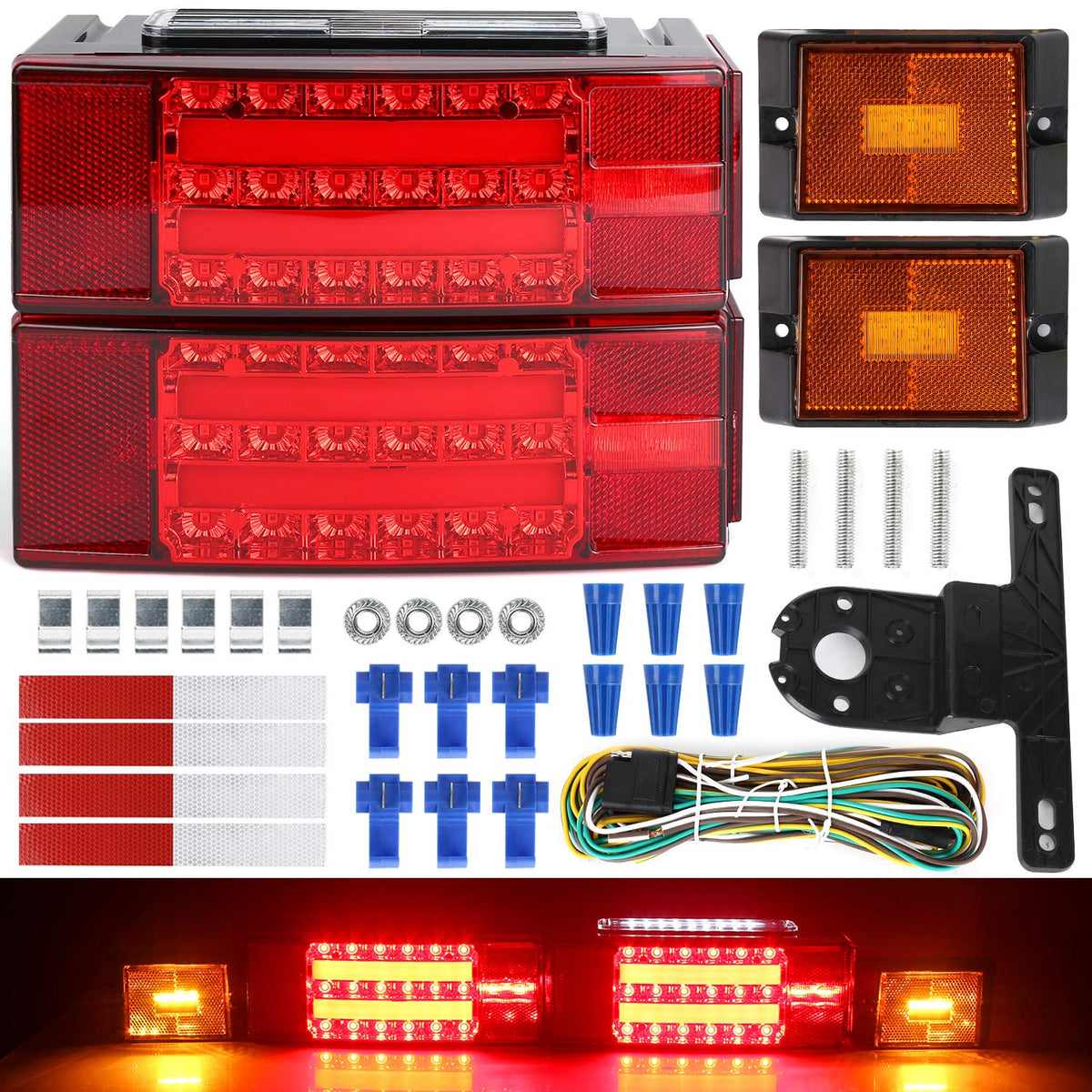 Linkitom New Submersible Led Trailer Light Kit, Super Bright Brake Stop Turn Tail License Lights For Camper Truck Rv Boat Snowmo