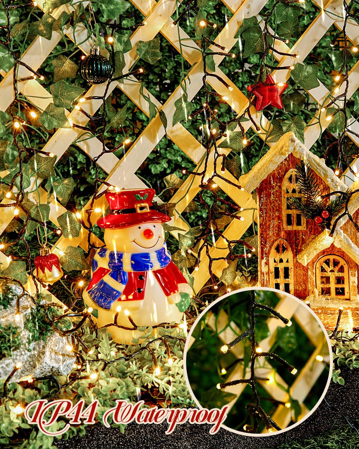 Brightown Solar Christmas Lights Outdoor, 9.8Ft 120 Led Solar String Lights For Outside With 8 Modes, Solar Cluster Lights Twink