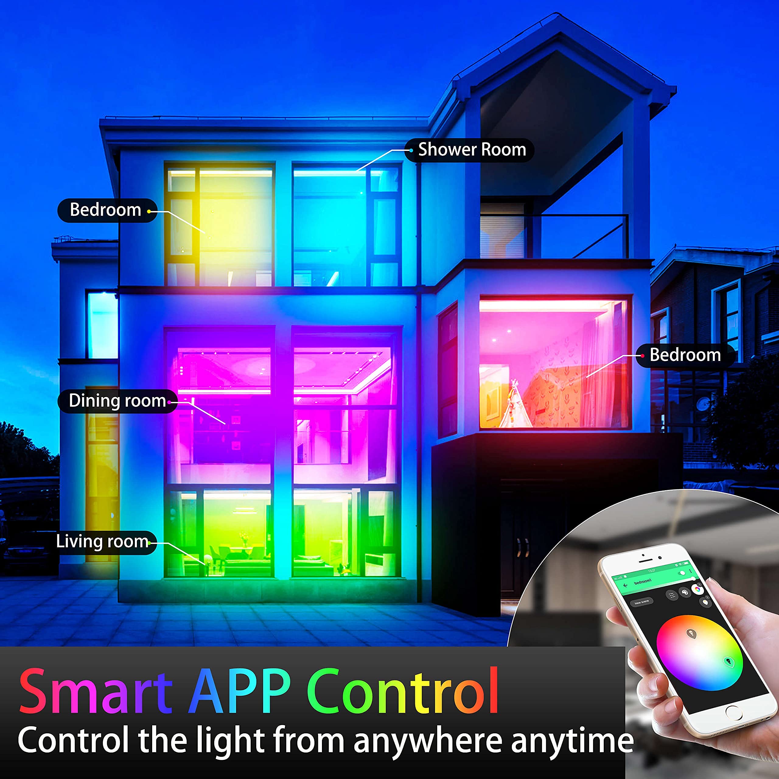 GIDERWEL Smart ZigBee RGB LED Strip Lights Kit, 32.8ft, Dimmable, Voice Control, Compatible with ZigBee Hub and Alexa