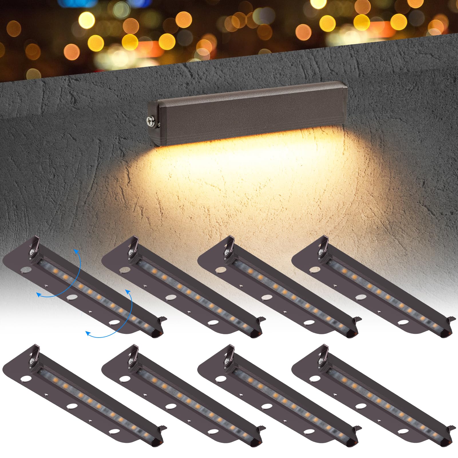 Kwinmyso 8-Packs 3W 7 Inch Led Hardscape Paver Lighting,12V Ac/Dc Low Voltage Retaining Wall Lights,Led Landscape Lighting,2700K Soft White Outdoor Step Light,50,000 Hours Lifespan