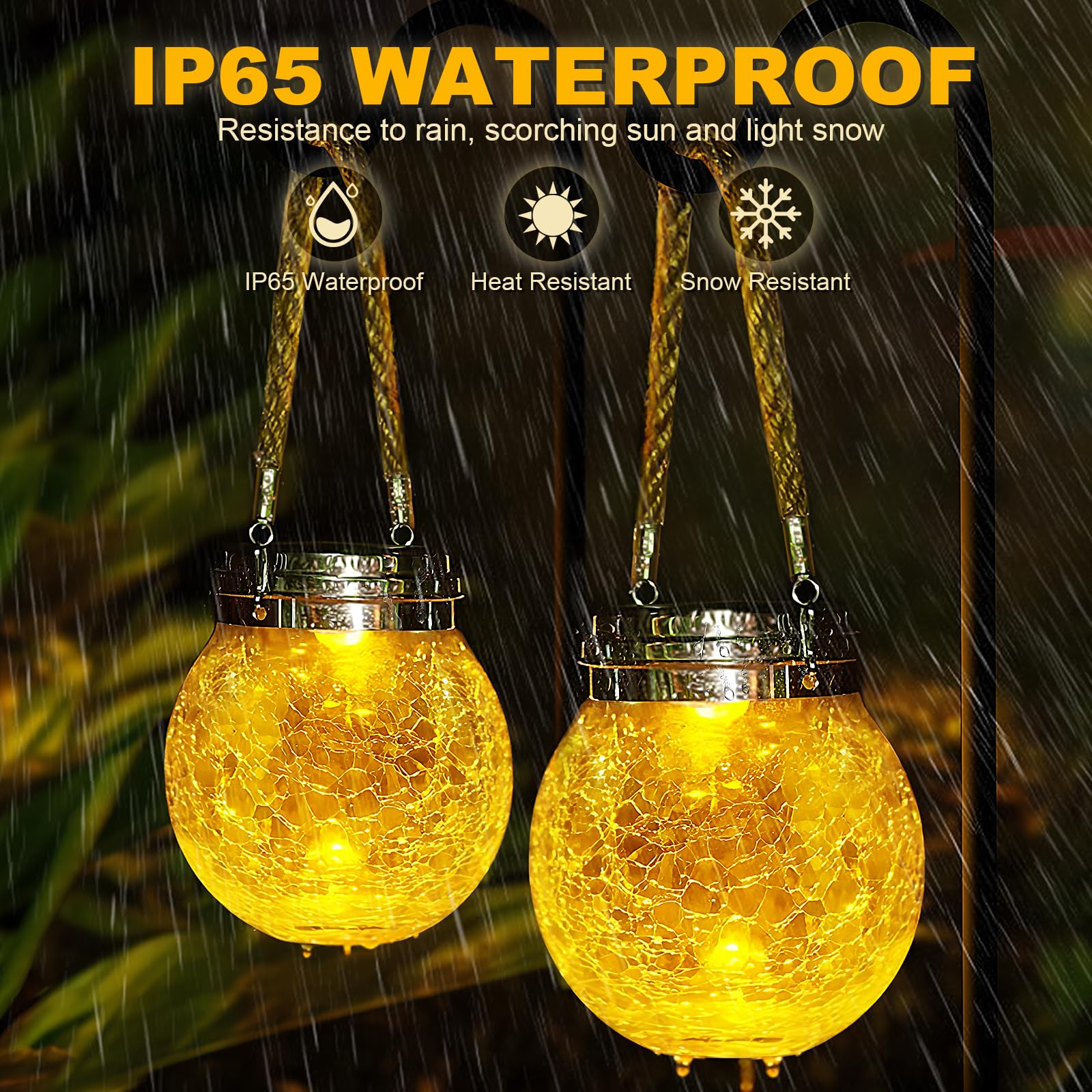 Dbf Solar Lanterns - Waterproof  le Glass Ball Lights, 4-Pack, Amber Warm, Model Dbf-Lantern-4W, Perfect For Outdoor Garden Decor