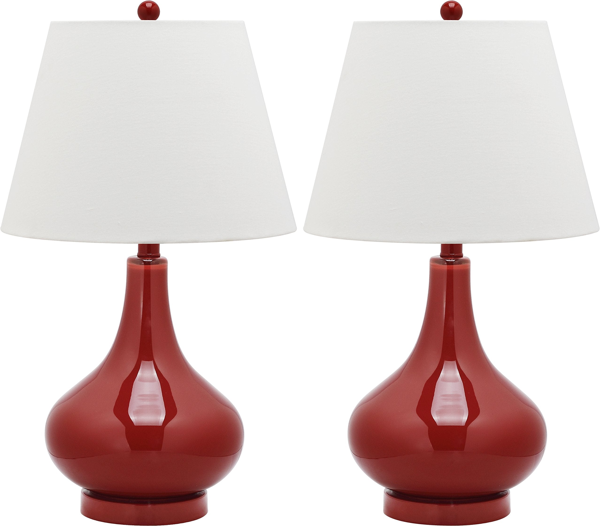 SAFAVIEH Lighting Collection Amy Modern Contemporary Red Gourd Glass 24-inch Bedroom Living Room Home Office Desk Nightstand Tab