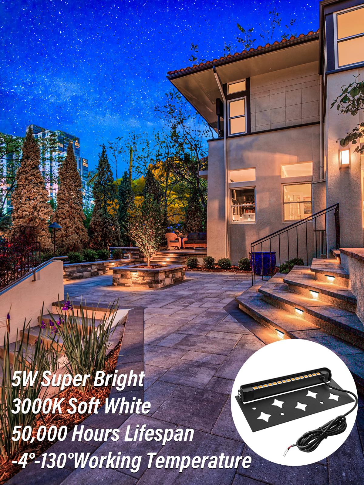 Doreio 5W Led Retaining Wall Lights, 12V Low Voltage, Waterproof Soft White, 6 Pack