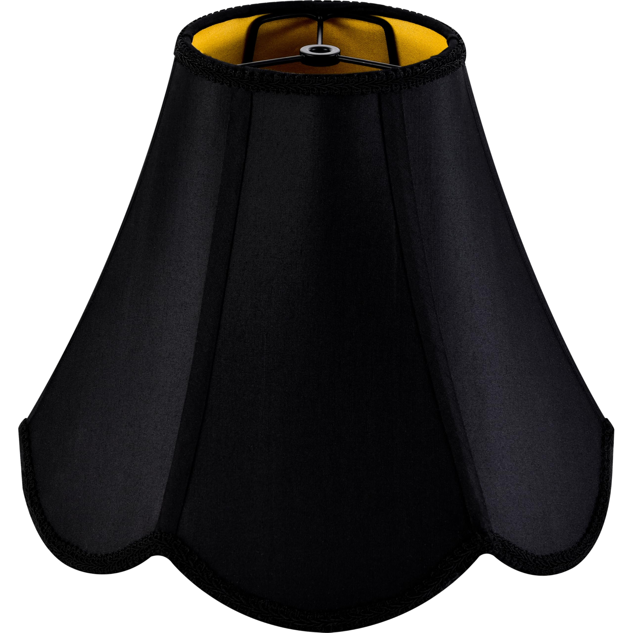 GO&SO Black Bell Lamp Shades (Petal Edge Braid) Scalloped Lamp Shade,6''Top x 13''Bottom x 10.6''Vertical Height (Spider) Replac