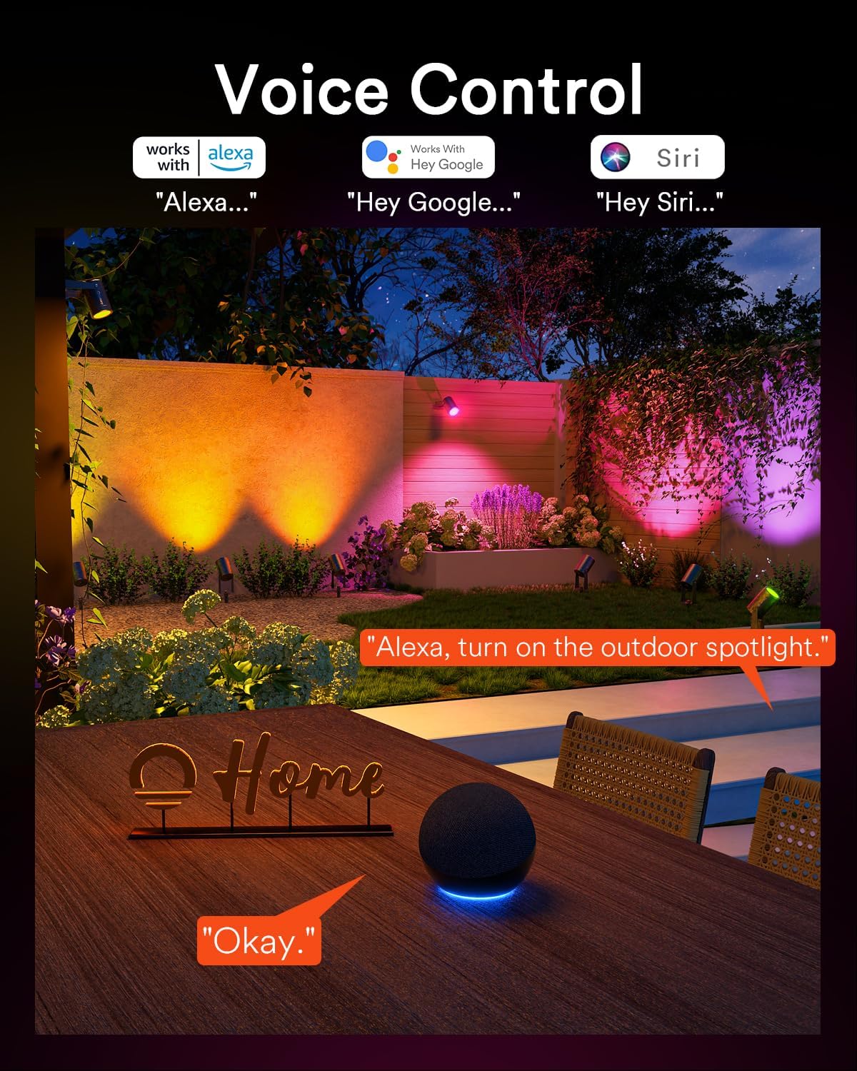 Lumary Smart Landscape Lights Pro, 6 Pack Color Changing Spotlights, 500LM, IP65 Waterproof, 65FT, Model US-GL4B-4, Pro 2 Color