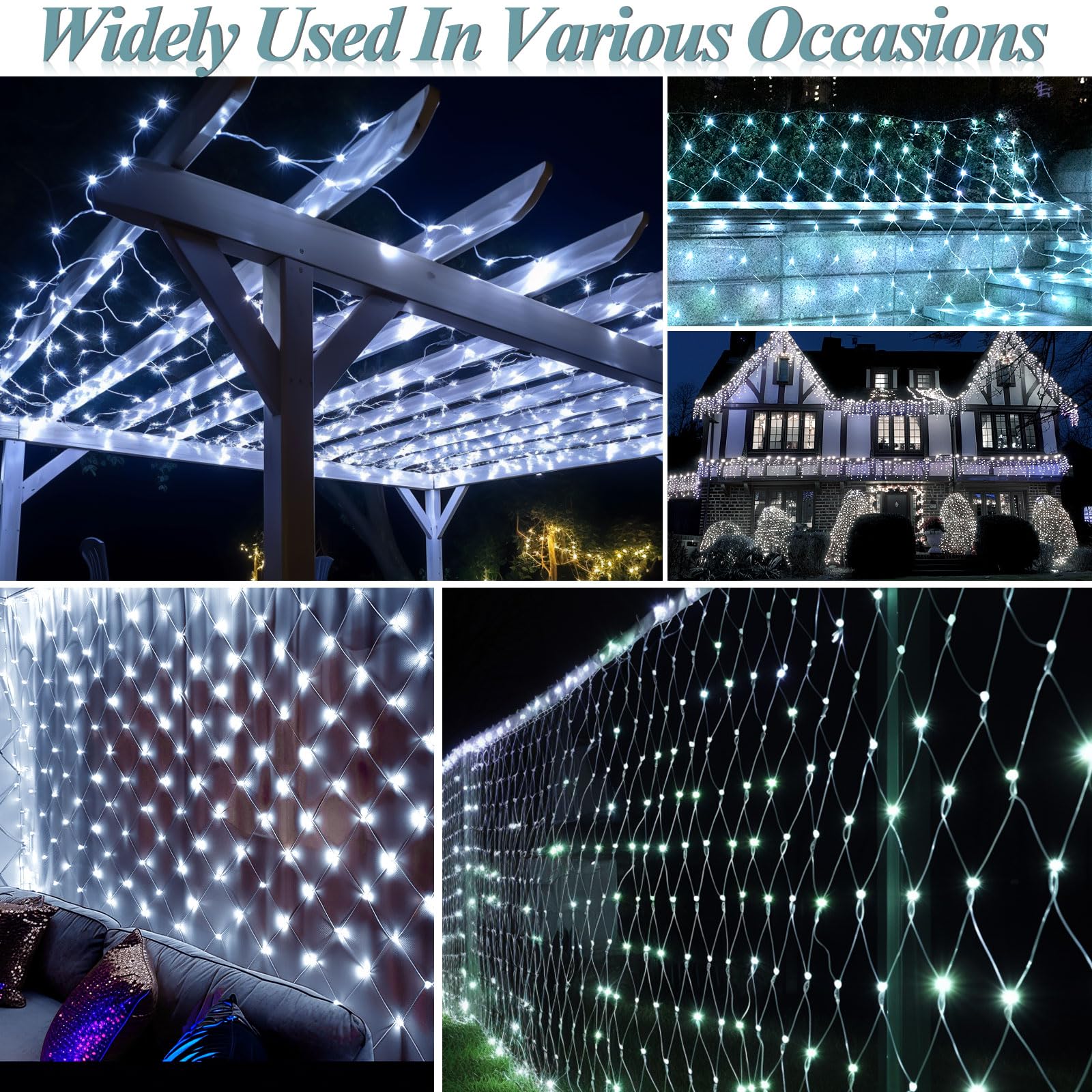 Lov high-standard LED Christmas Net Lights, 510 LED, 27.9ft x 5ft, Waterproof, White, Model LR-(1-1000) L-SL01, Outdoor Holiday