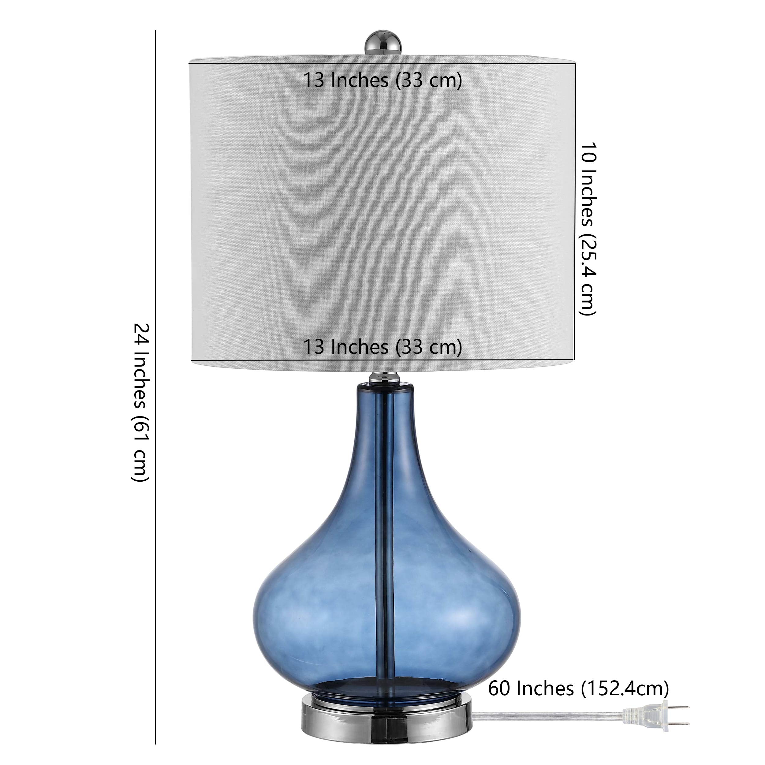 Safavieh Lighting Collection Brooks Blue Glass 24-Inch Bedroom Living Room Home Office Desk Nightstand Table Lamp (Led Bulb Incl