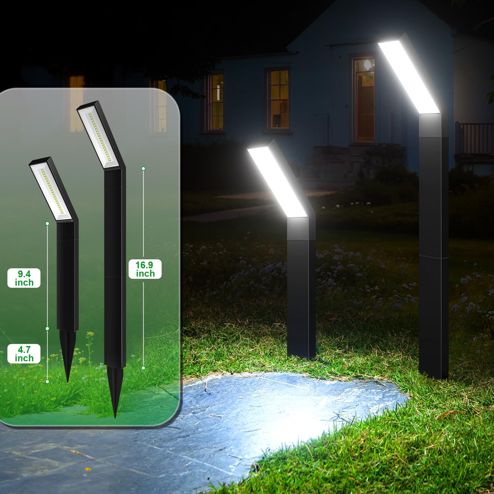 Jsot Solar Garden Lights - 6 Pack Solar Driveway Lights Outdoor For Landscape Pathway Backyard Decor Waterproof Walkway Light With Bright 3 Lighting Modes
