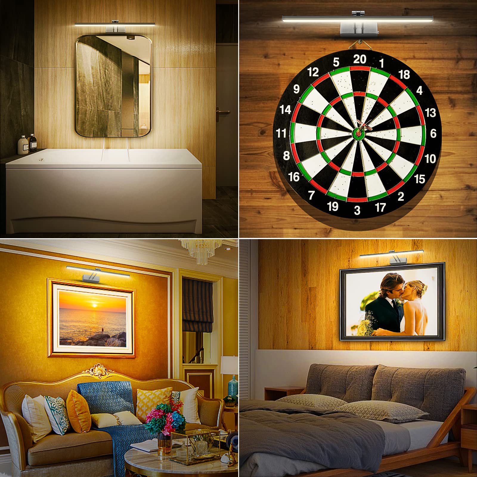 Funchday Picture Light,Battery Art Lights For Wall,Wireless Remote Painting Light With Timer And Dimmable,16?Etal Display Lighti