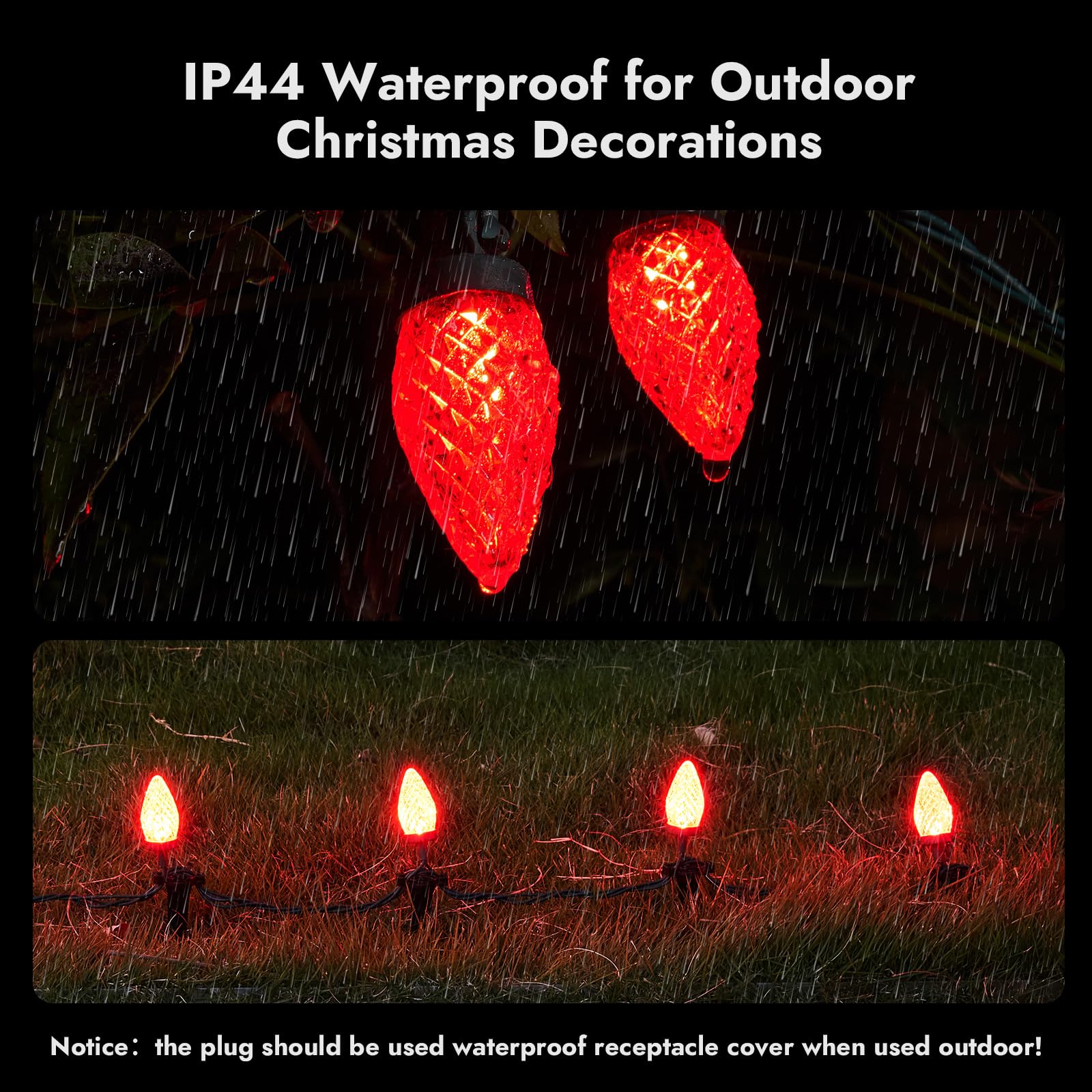 Dirnun C9 Led Christmas Lights Outdoor Christmas Decorations Commerical Grade 50Led 33Ft Christmas Tree Lights Set For Indoor Ou