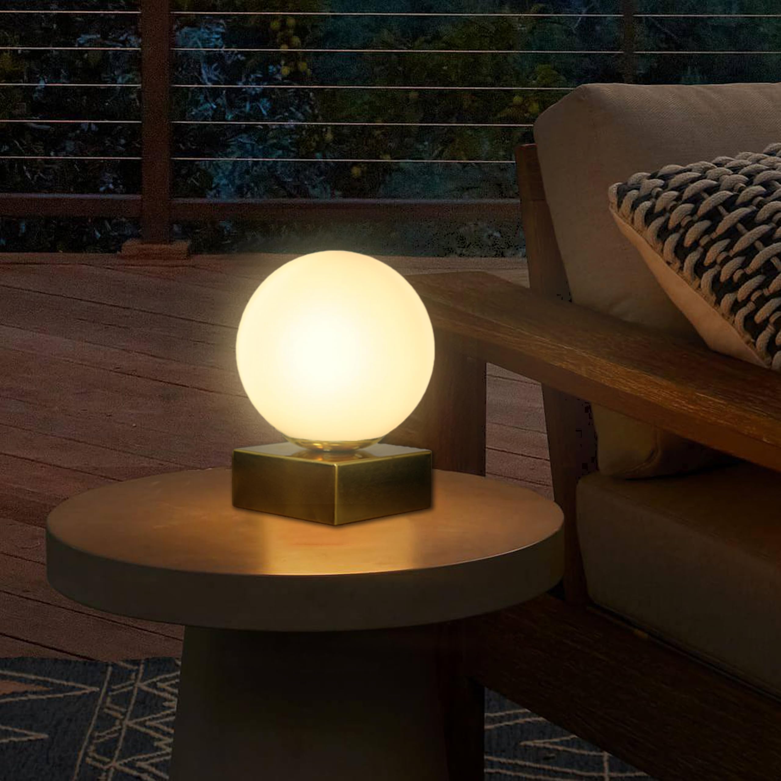 FLORNIA Globe Tble Lamp  Modern Industrial Round Table Lamp  Unique Bedside Nightstand Desk Lamp with Glass Shade and Marble Base for Bedroom  Living Room  Office Study  Decoration (Include Bulb G45)
