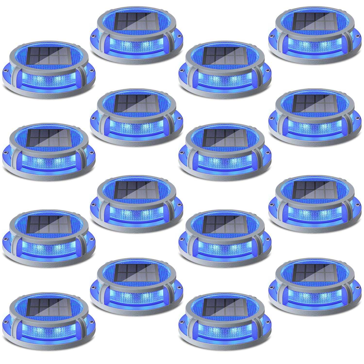 SIEDiNLAR Solar Deck Lights 16 LEDs Waterproof 16 Pack Blue/Red Model SD008-BR-16PK