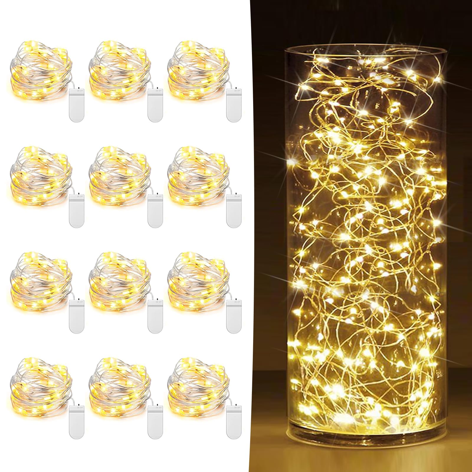 HOBAYS Fairy Lights 20 LED Mini String Lights 7ft Warm White 12 Pack NKDCH 012