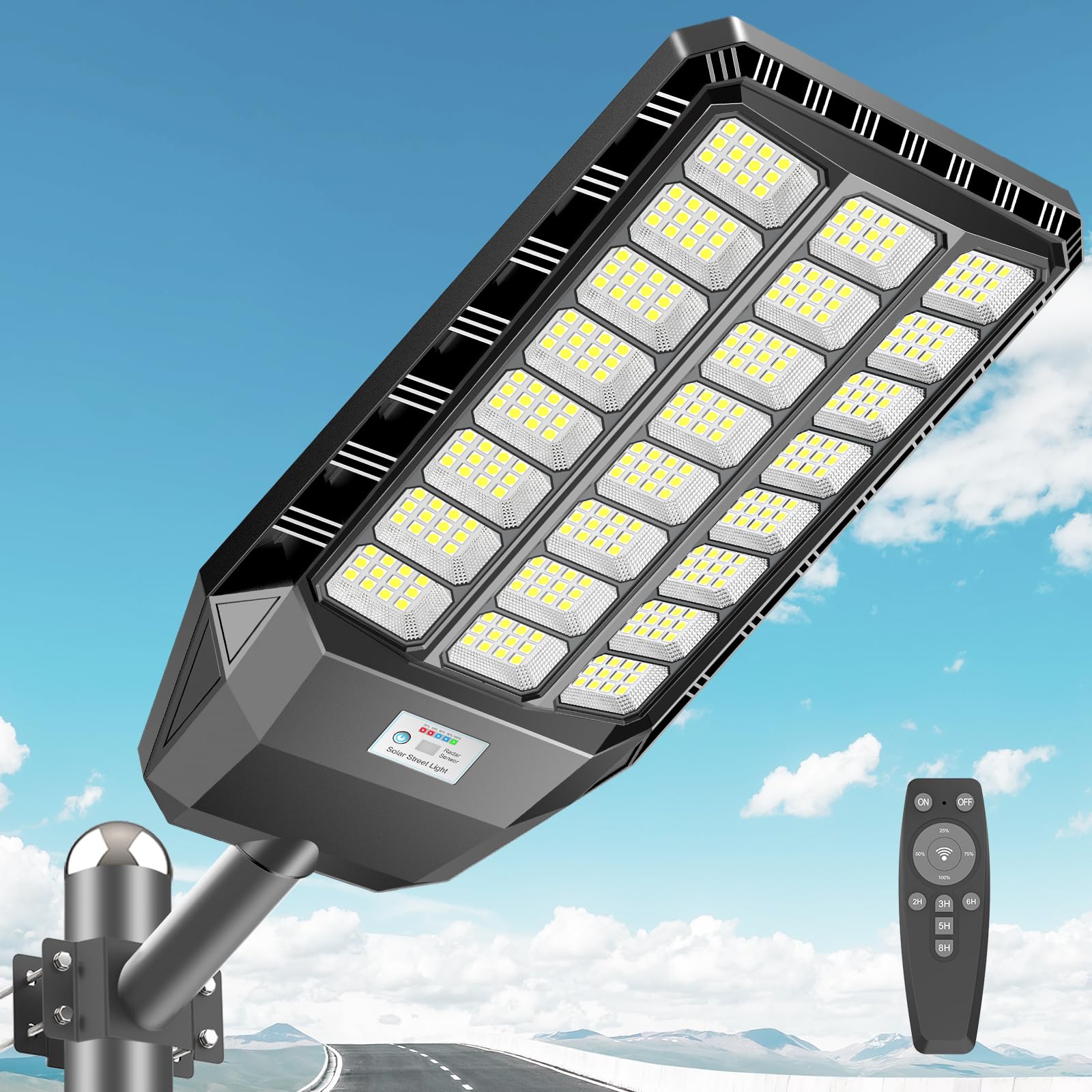 Deepn Solar Street Lights Outdoor, 7000W Solar Parking Lot Lights, 360000 Lumens Solar Lights Outdoor, IP67 Waterproof Dusk to D