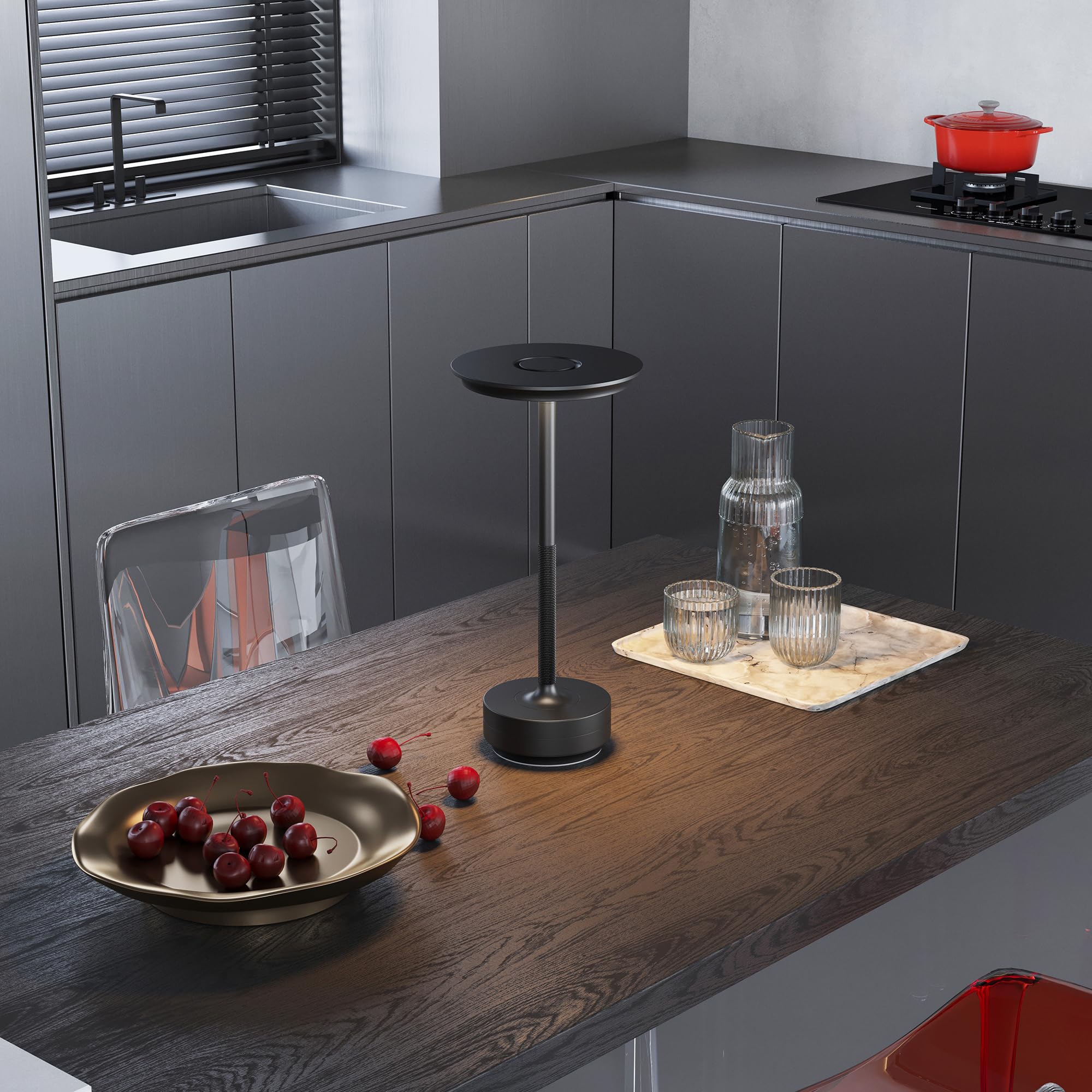 Tbbga 2 Pack Rechargeable Led Table Lamps, 5000Mah Cordless, 3 Color Dimming, Black