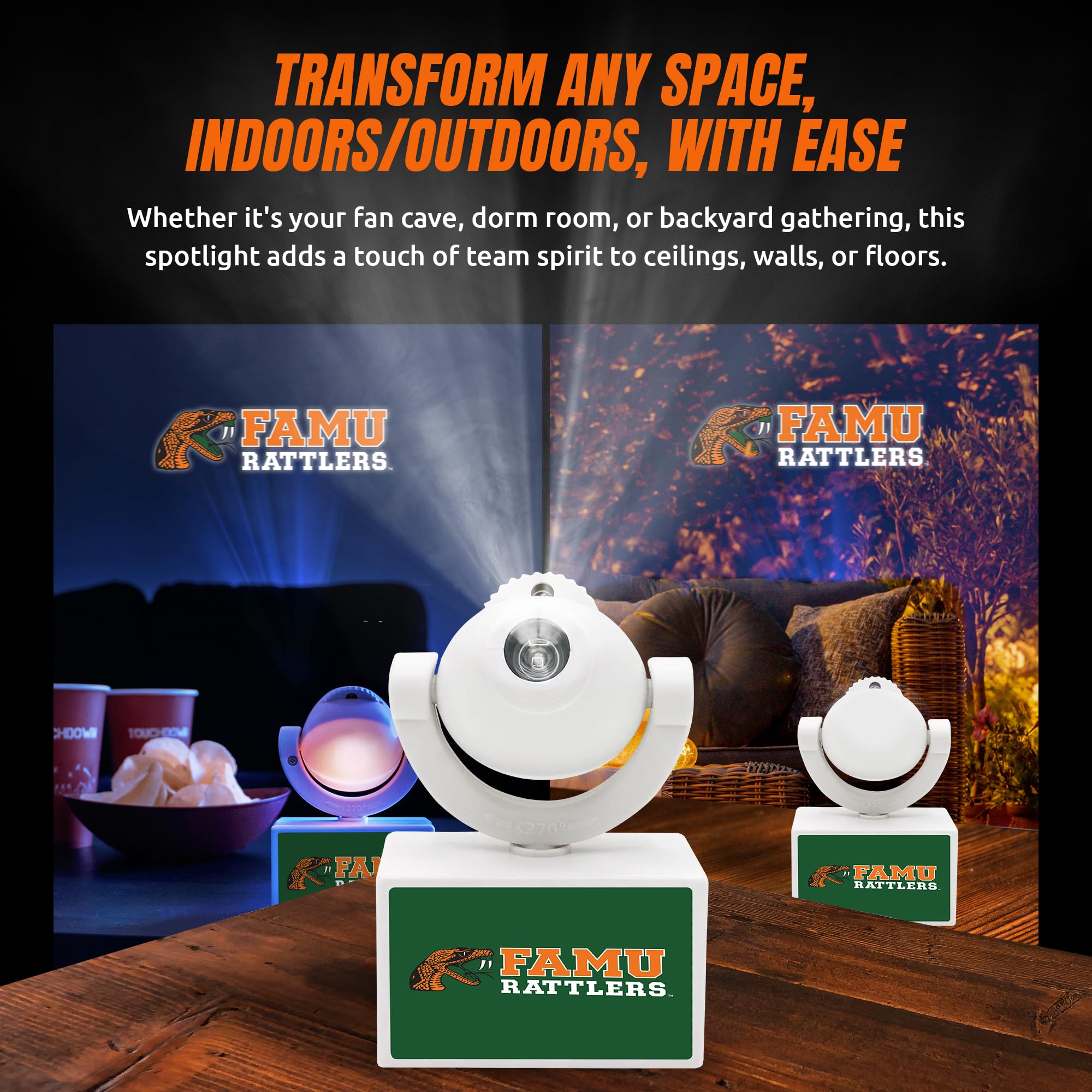 Sporticulture Adjustable LED Mini Spotlight Projector - Battery-Operated, Portable, 4.37” x 3.12”, Michigan State Spartans, Model SPOTLMIST
