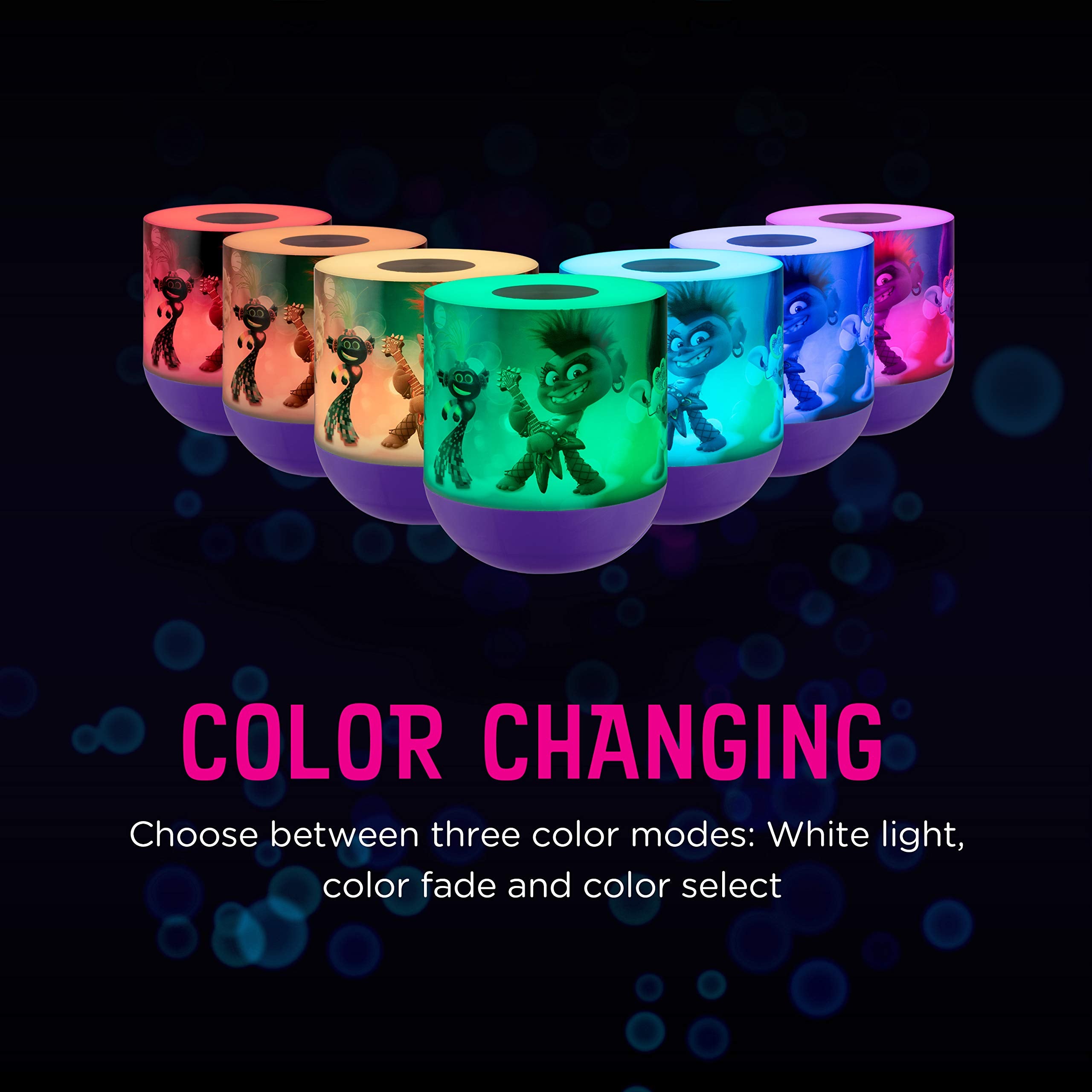 DREAMWORKS TROLLS LED Night Light, Touch Sensor, Dimmable, Color-Changing, Model 50009, Ideal for Kids Room, Bathroom, Nursery