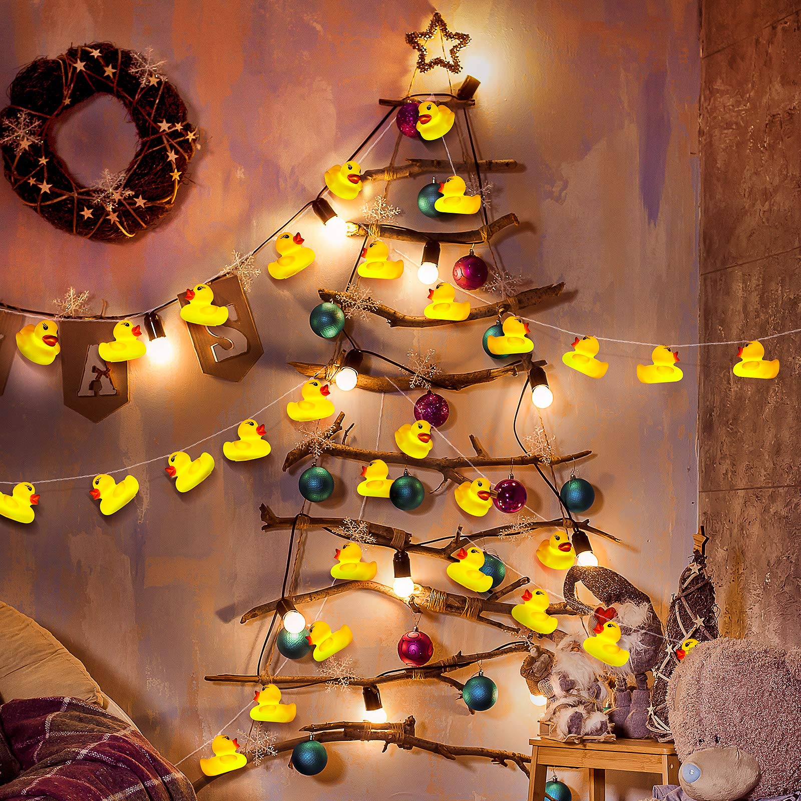 AceList 10-Light LED Yellow Duck String Lights - Interactive, Squeaky, Warm White Glow for Kids Room, Nursery & Playful Bedroom Accessory