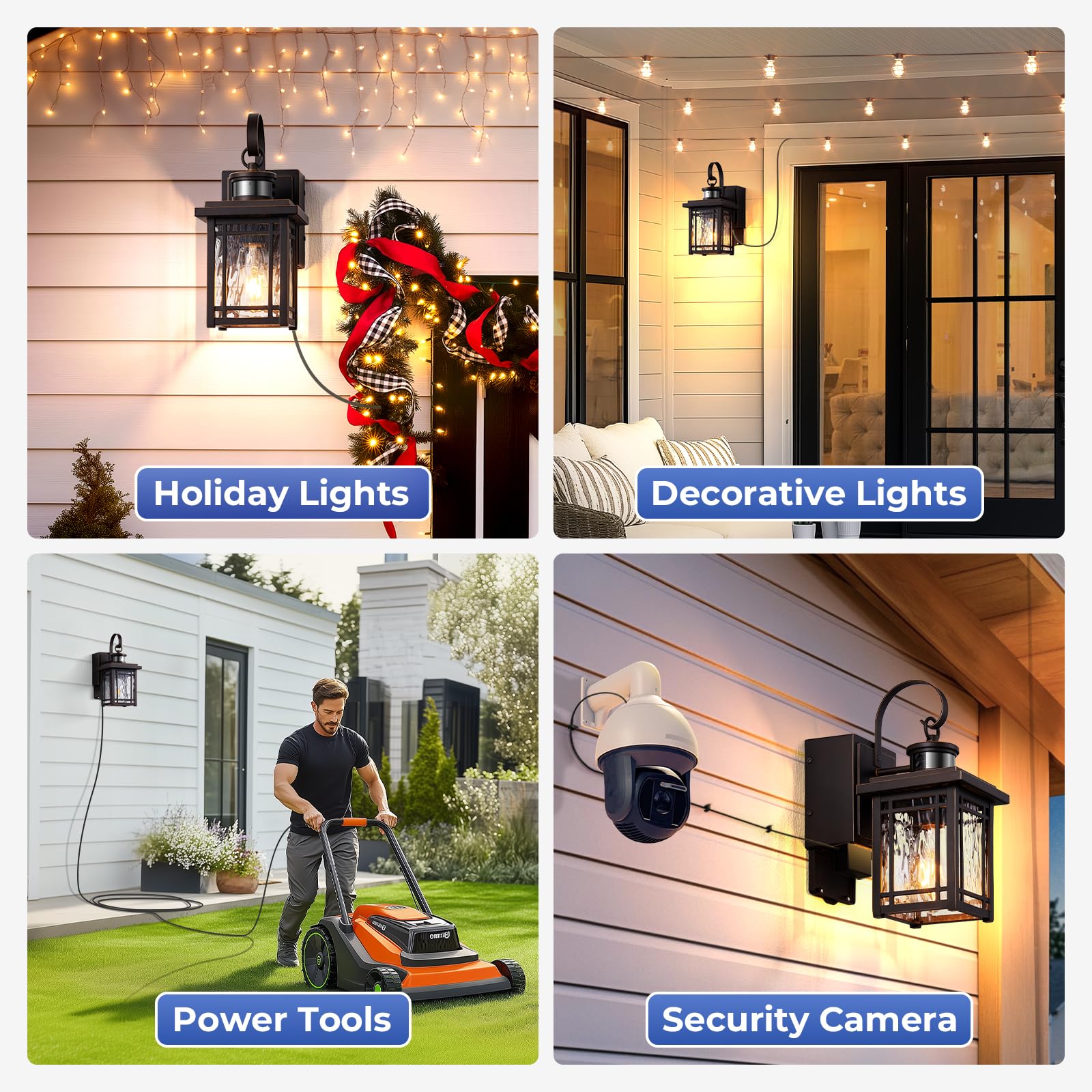 Opaxis 2-Pack Porch Light With Gfci Outlet  Motion Sensor Outdoor Wall Light Wall Mount  Oil Rubbed Bronze Exterior Lighting Fixtures  Anti-Rust Outdoor Lantern Wall Sconce For Garage  Patio  Balcony