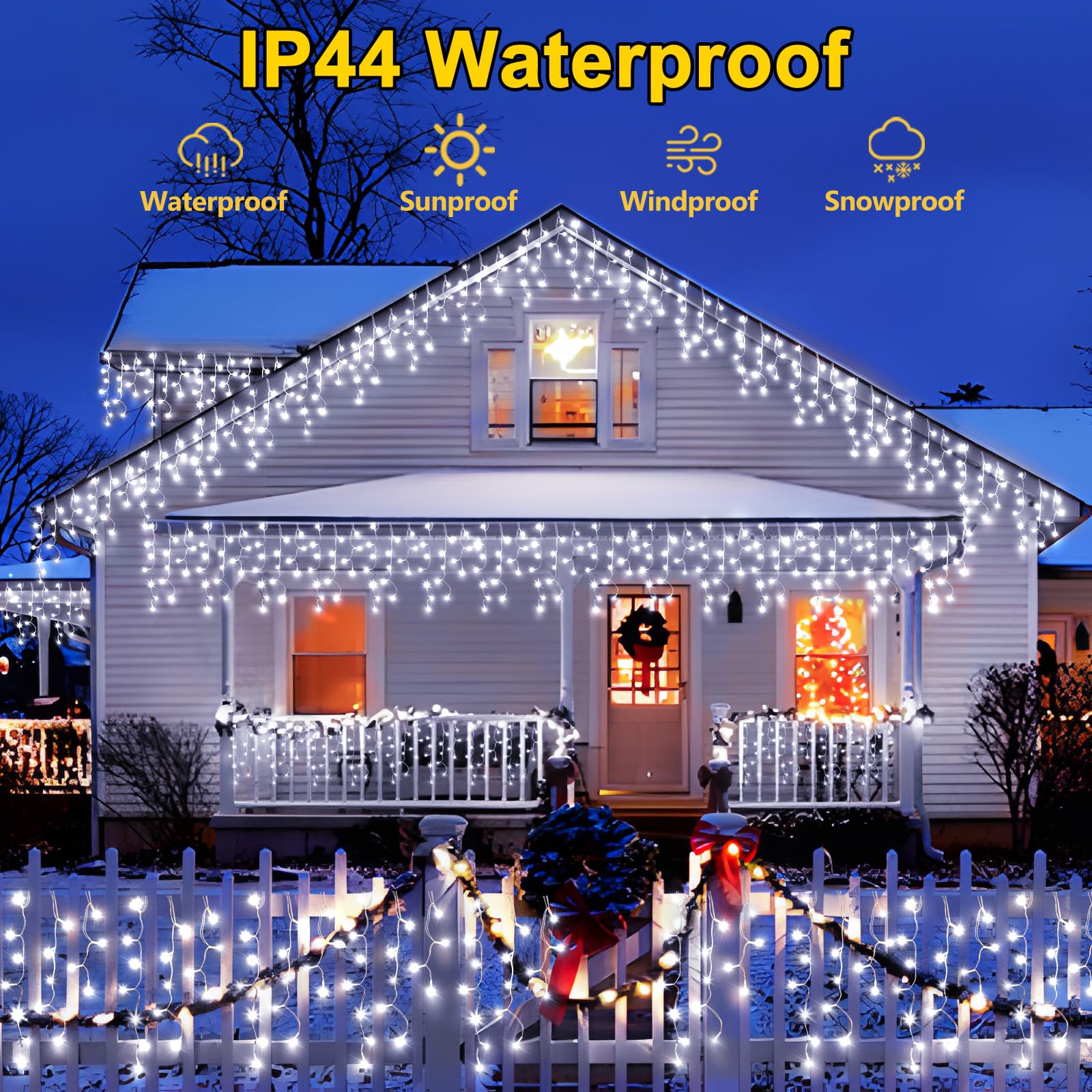 Sauirs 100Ft 960 Led Christmas Lights Outdoor Decorations With 180 Drops Timer 8Mode Curtaing String Lights Waterproof Fairy Lig