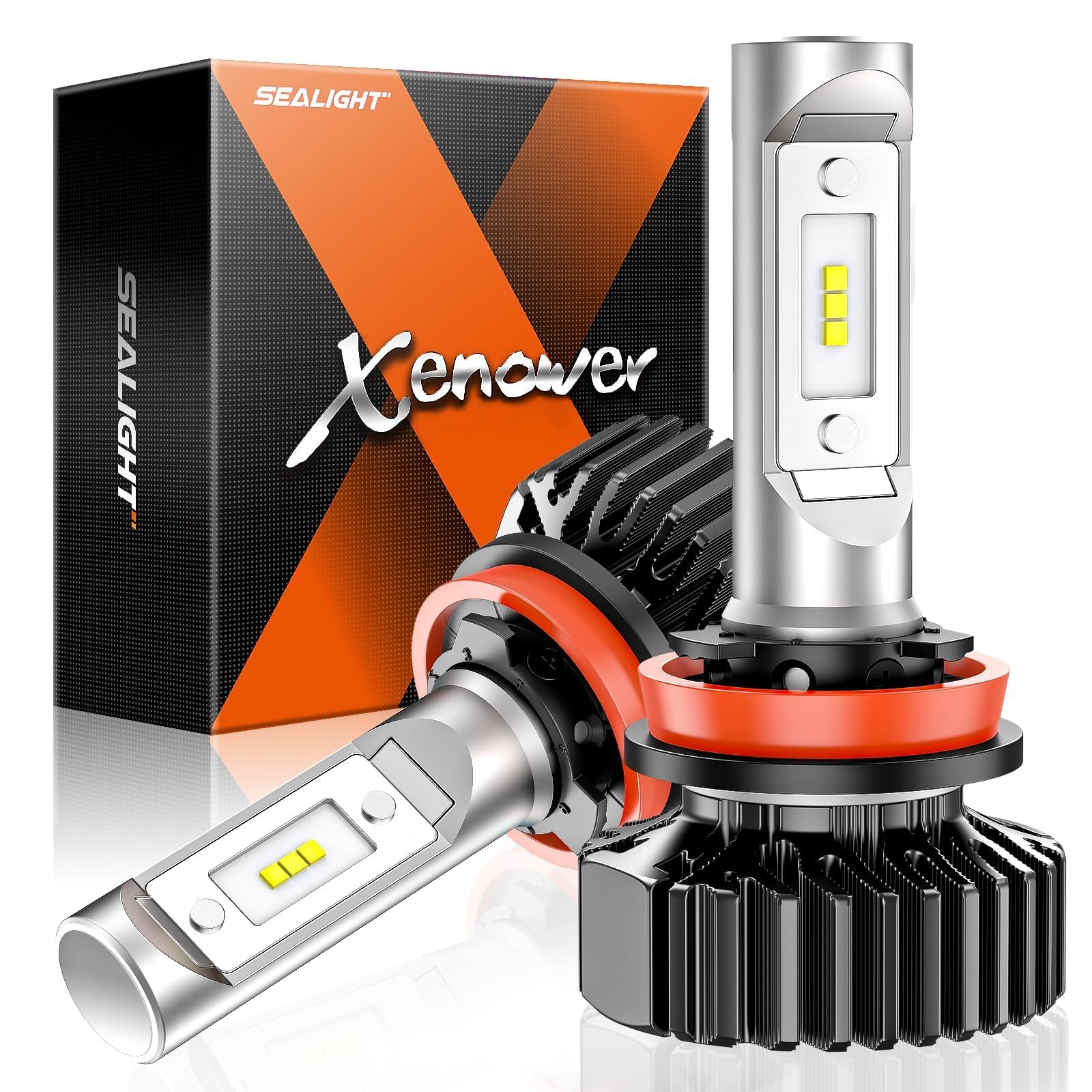 SEALIGHT LED Bulbs for Turn Signal/Reverse/Brake Light, 6000K White, X1 h11, Plug-N-Play, Pack of 2