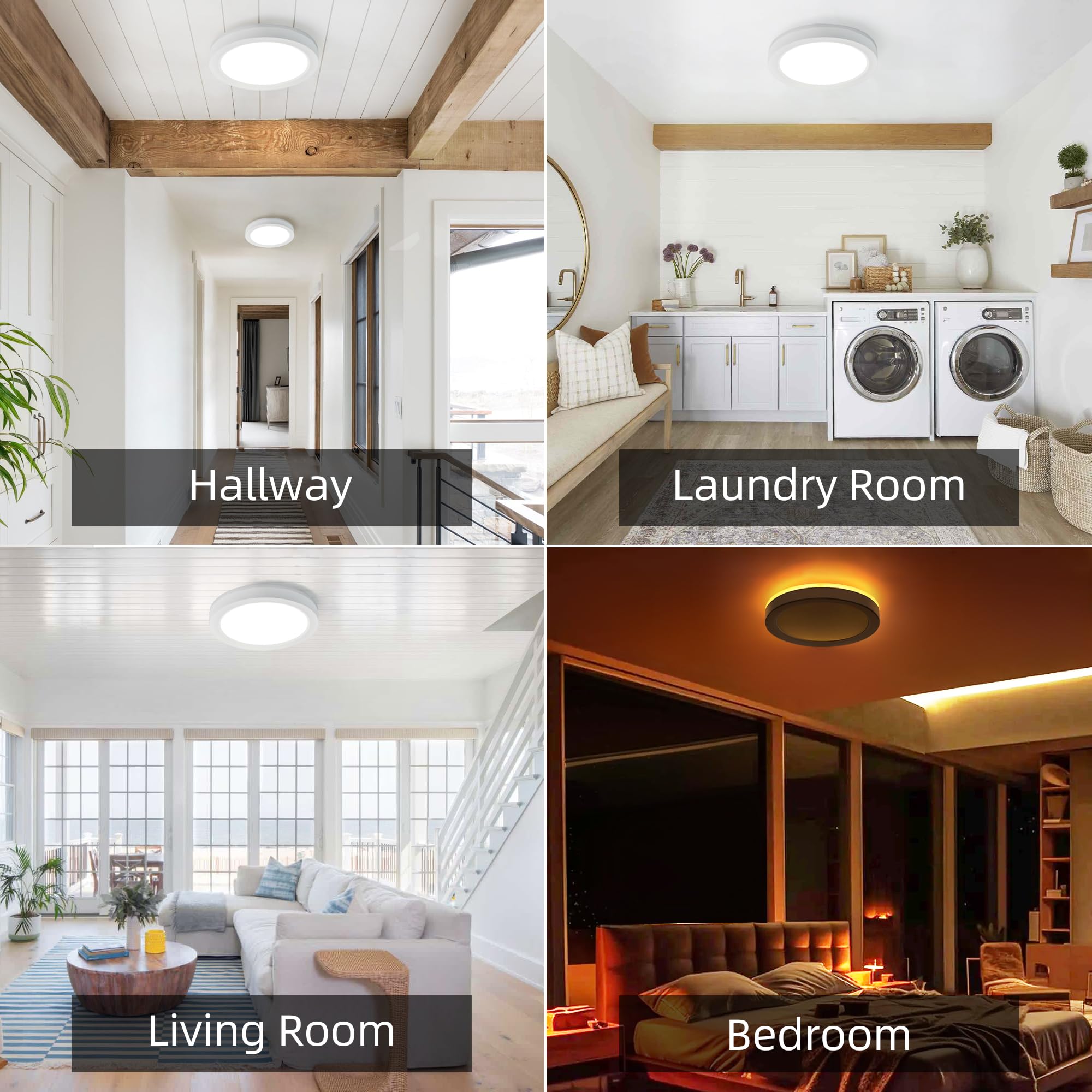 Hlite 7.5" Flush Mount LED Ceiling Light, Dimmable, CRI90, 15W, 1500 LM, Selectable 3000K/4000K/