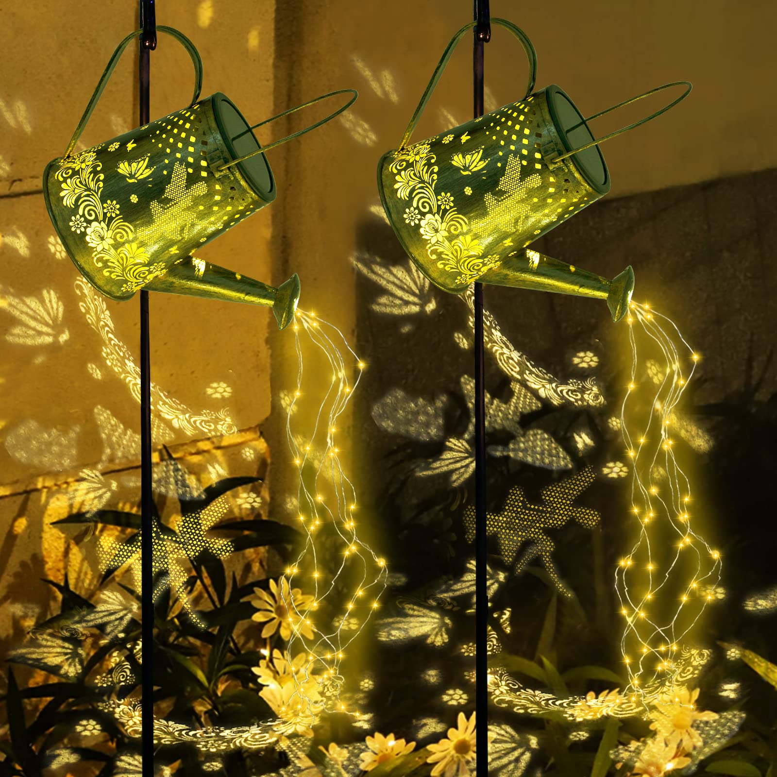 YJFWAL 2 Pack Watering can with Lights, Solar Watering can Lights, Memorial Gifts Garden Decor Outdoor Lanterns Waterproof for G