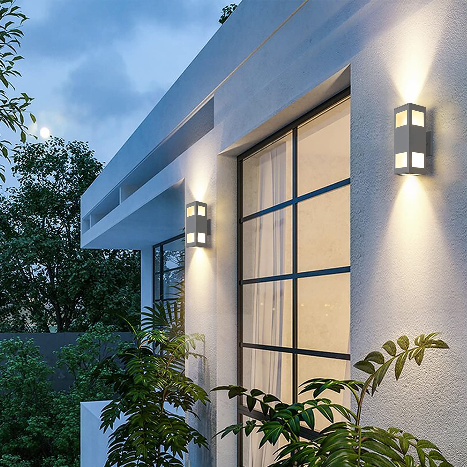 Harriet Waterproof Aluminum Outdoor Wall Lights - Modern Up And Down Sconce, Sanded White Finish