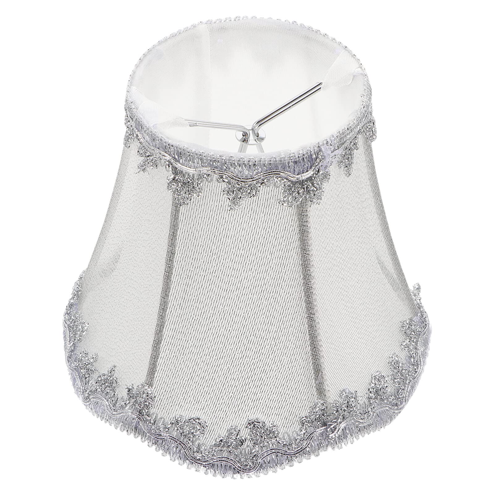 LALAFINA 1pc Bell Lamp Shade Cloth Lamp Shade European Style Fabric Lampshade Burlap Clip On Chandelier Lamp Shade for Home Hotel Bedroom  Silver 13x13x12cm
