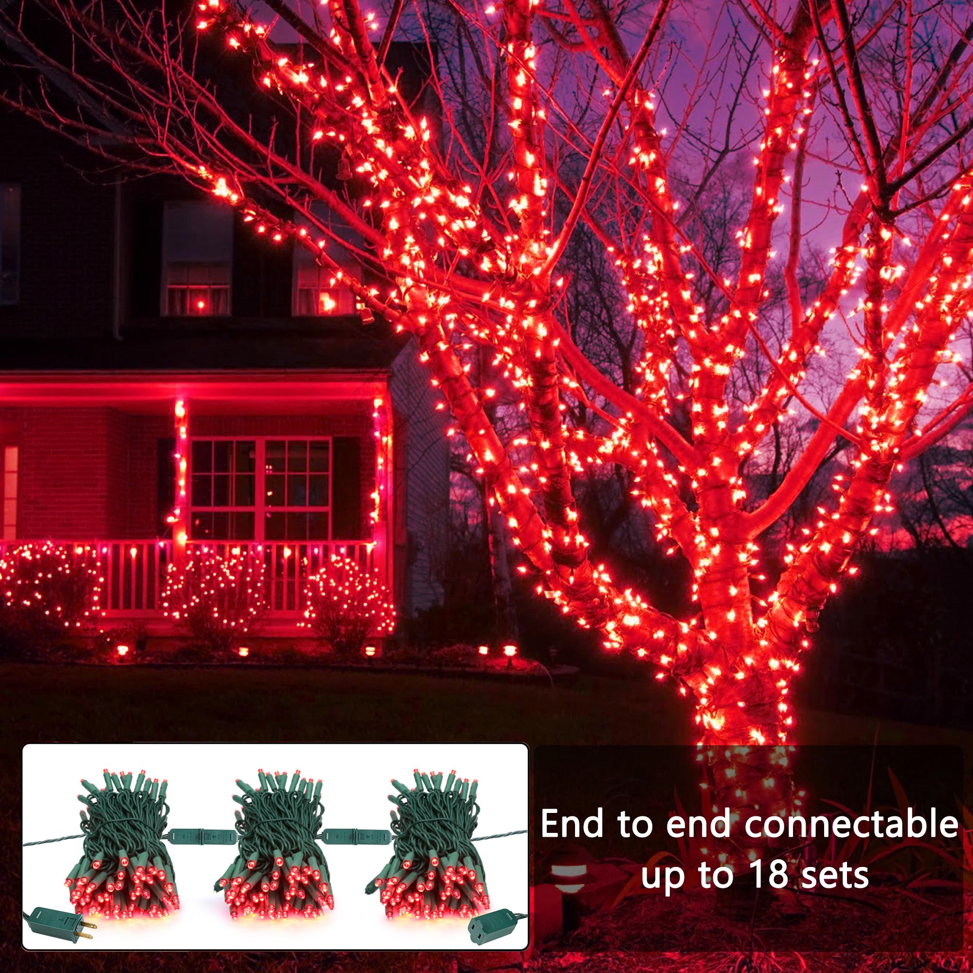 Brizled Red Valentine'S Day Lights, 33Ft 100 Led 5Mm Wide Angle Gentle Twinkle Christmas Lights, 120V Ul Certified Connectable Christmas String Lights Outdoor Xmas Tree Lights For Xmas Tree Party Home