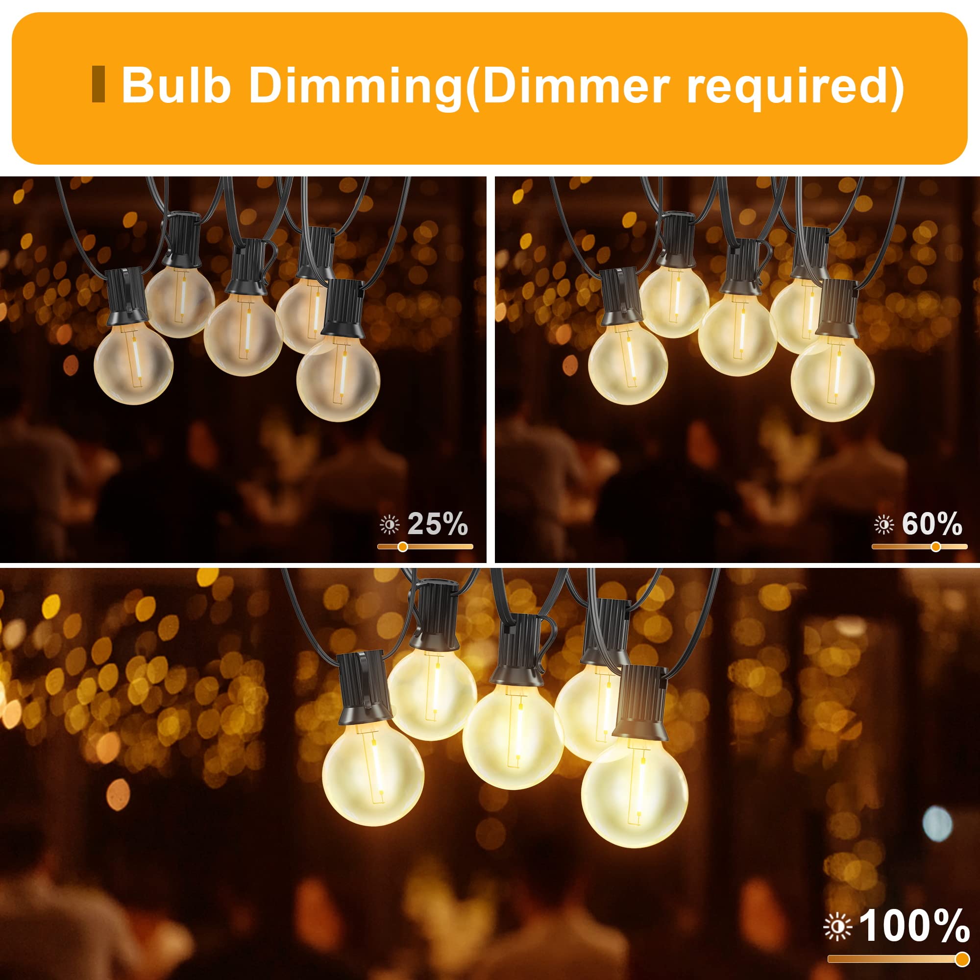OHLUX Outdoor String Lights, 55FT Shatterproof LED, 30 Dimmable G40 Bulbs, Cozy Warm Light, Model IL-E12-2005528