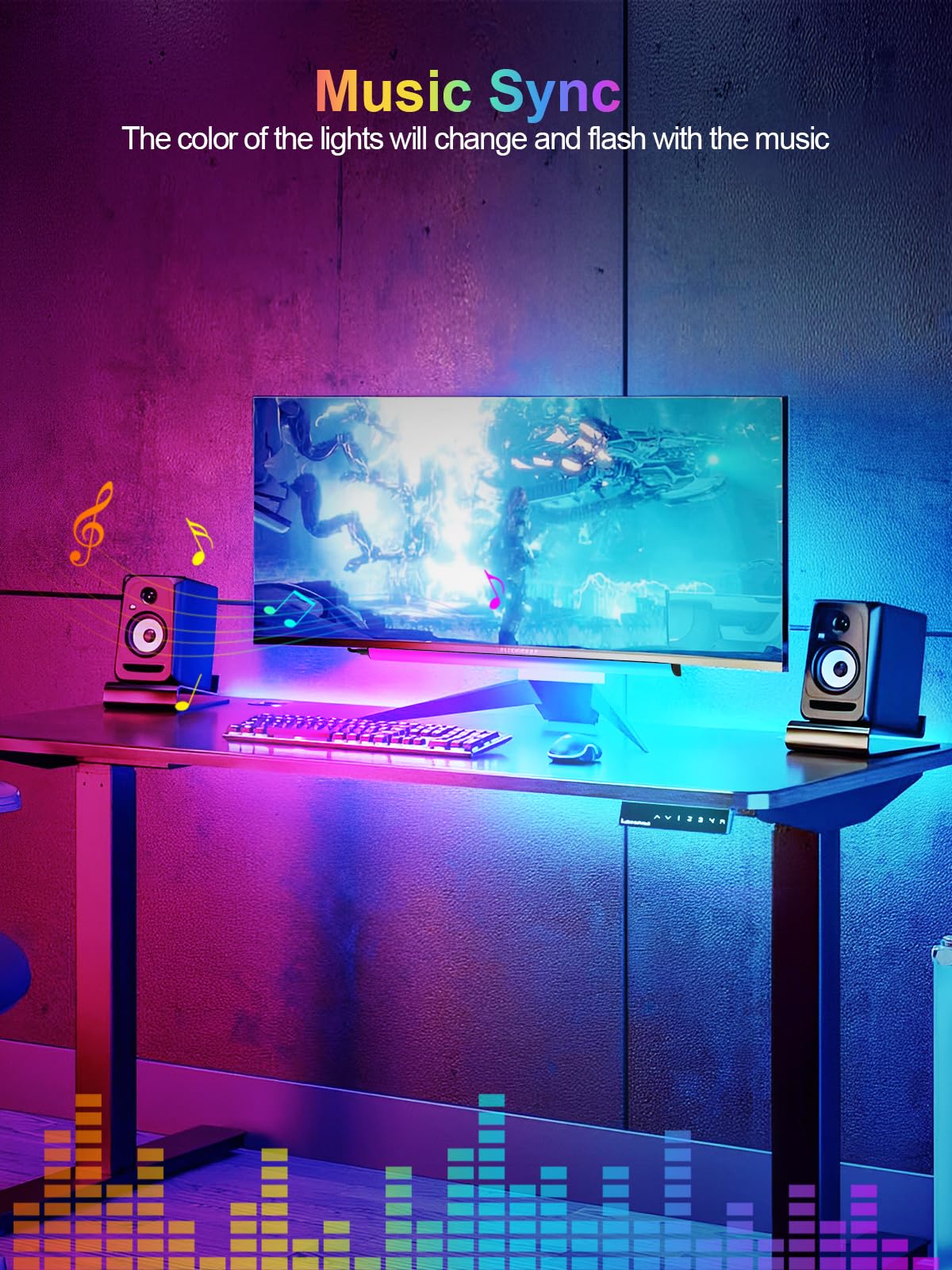 Kantutoe Monitor Down Light Bar, Rgb Screen Desk Light Pc, Dimmable Led Dynamic Rainbow Effect, Adjustable Brightness, Speed And