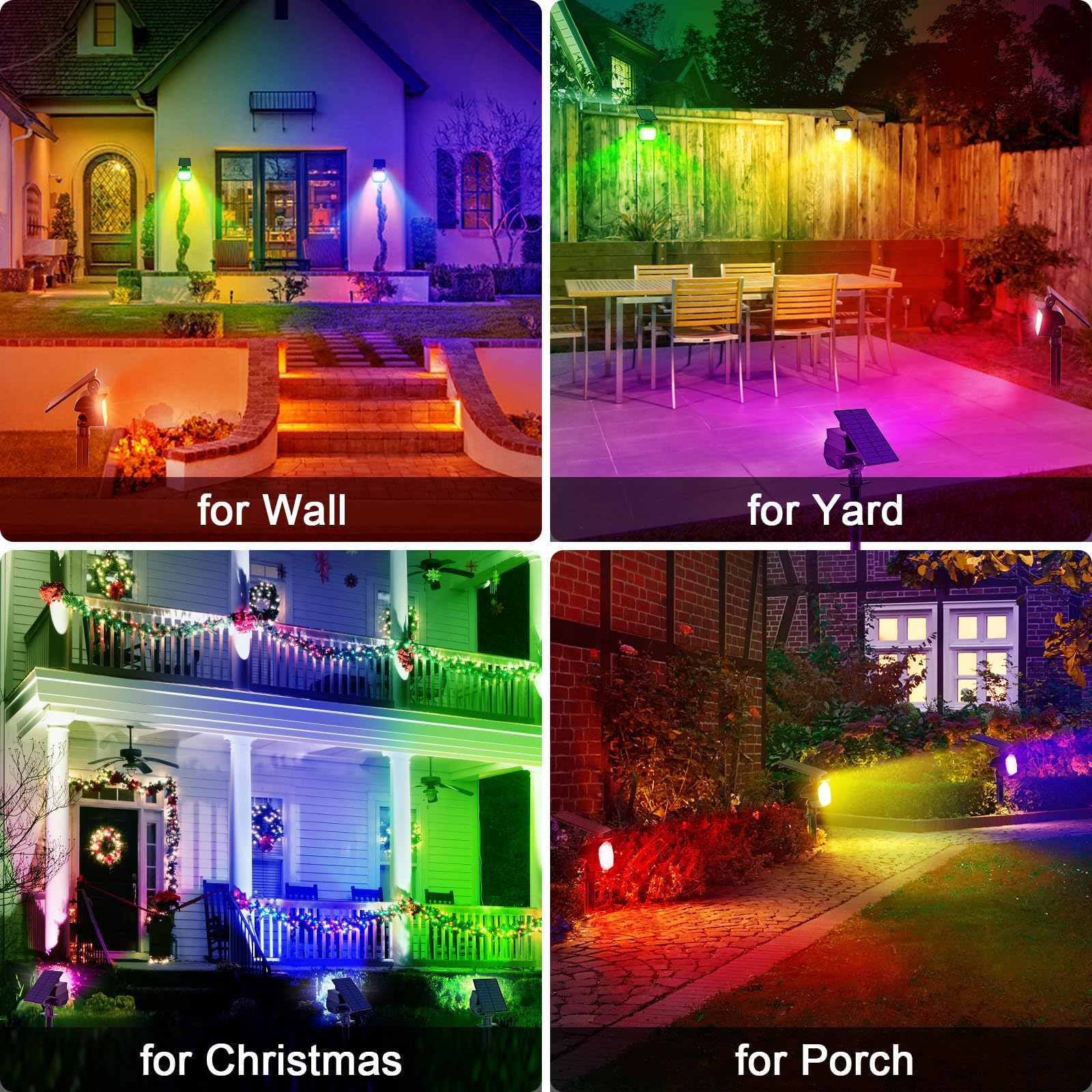Solar Spot Lights Outdoor Color Changing, [7 Modes/8 Pack] Christmas Ip67 Waterproof Landscape Spotlights, Dusk To Dawn Solar Po